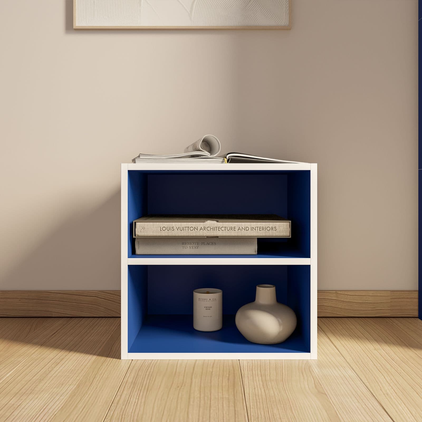 Set 6 cubi modulari blu con ante e ripiani - Puzzle