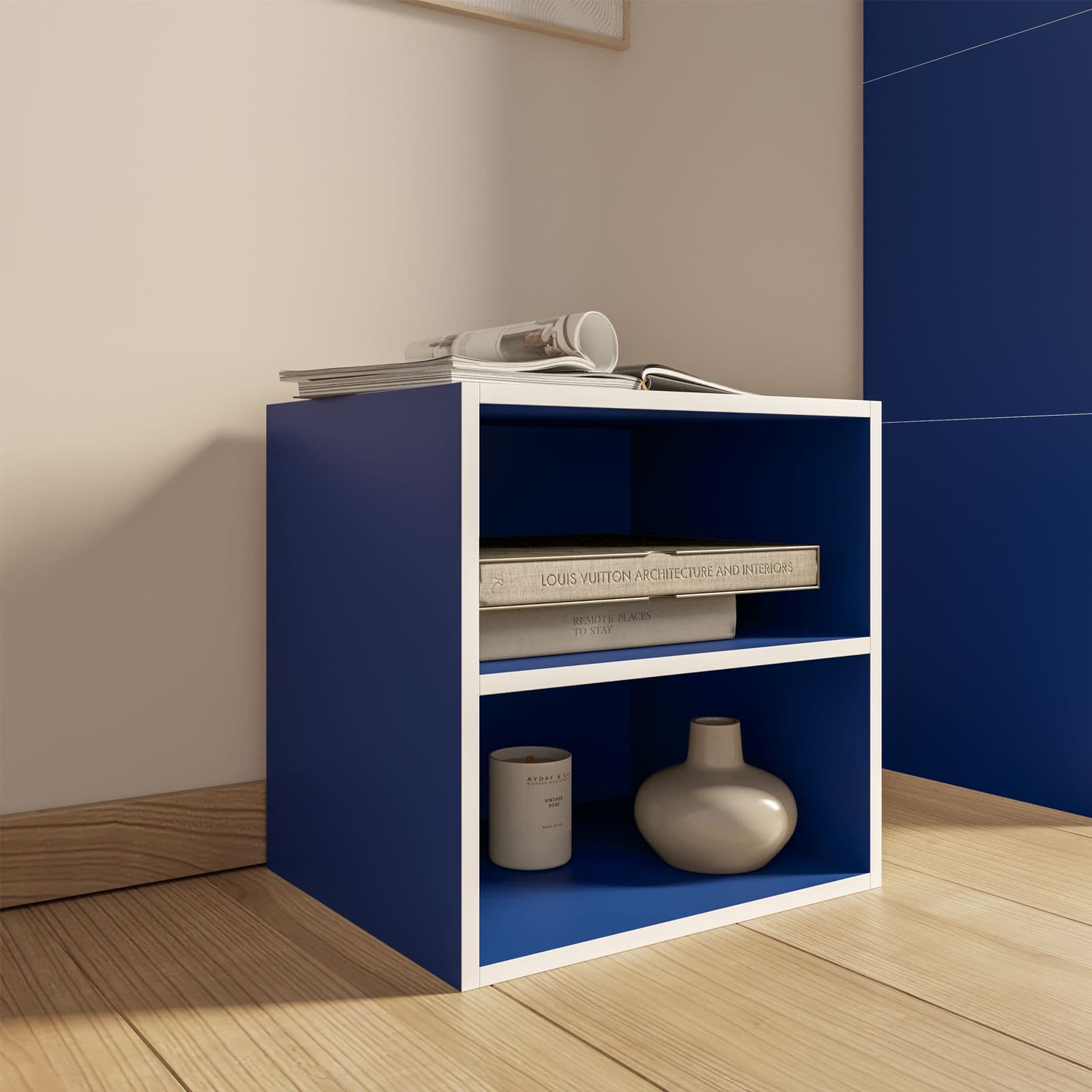 Set 6 cubi modulari blu con ante e ripiani - Puzzle