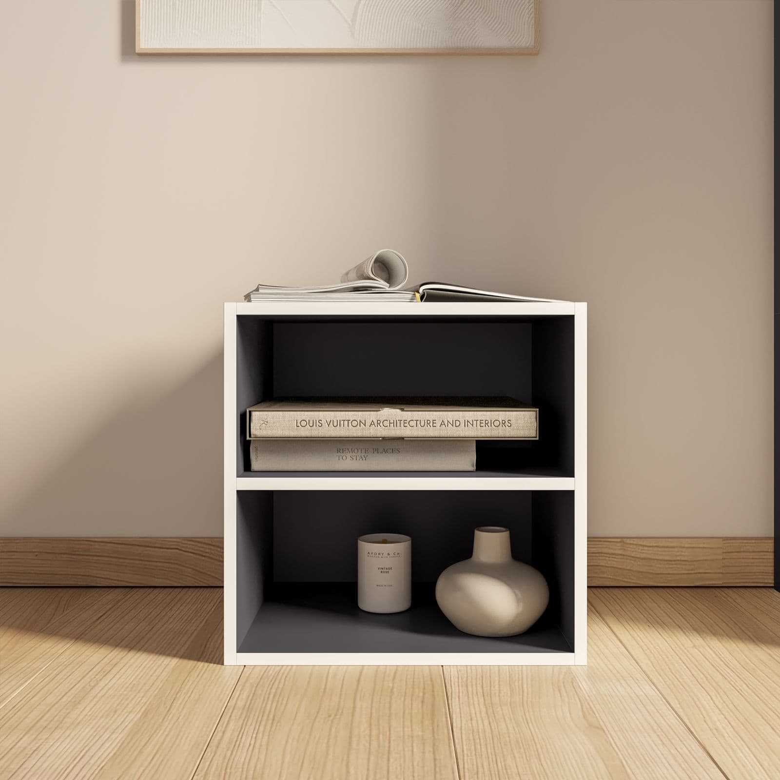 Set 6 cubi modulari grigio scuro con ante e ripiani - Puzzle