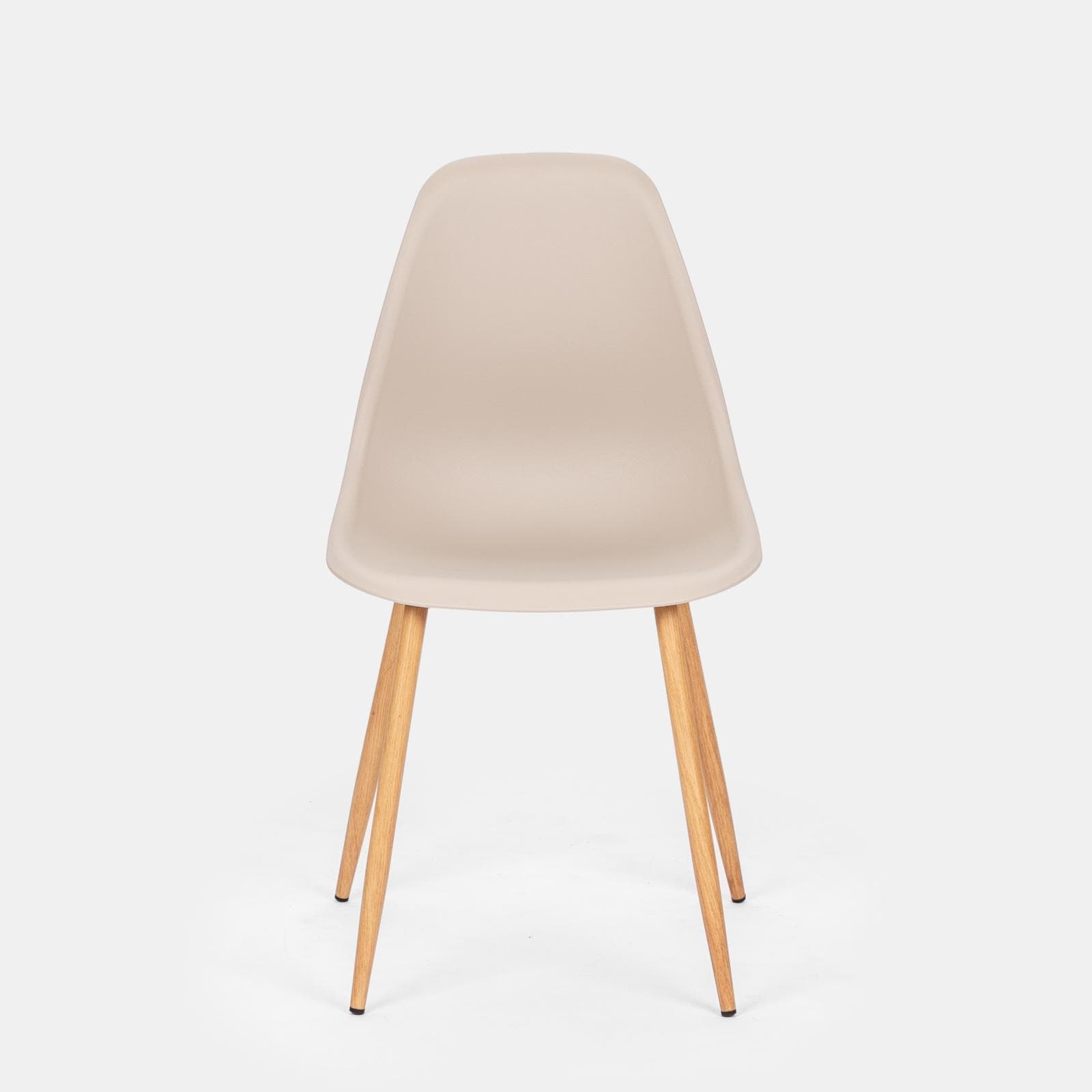 Set 6 sedie in polipropilene beige con gambe effetto legno - Kaily