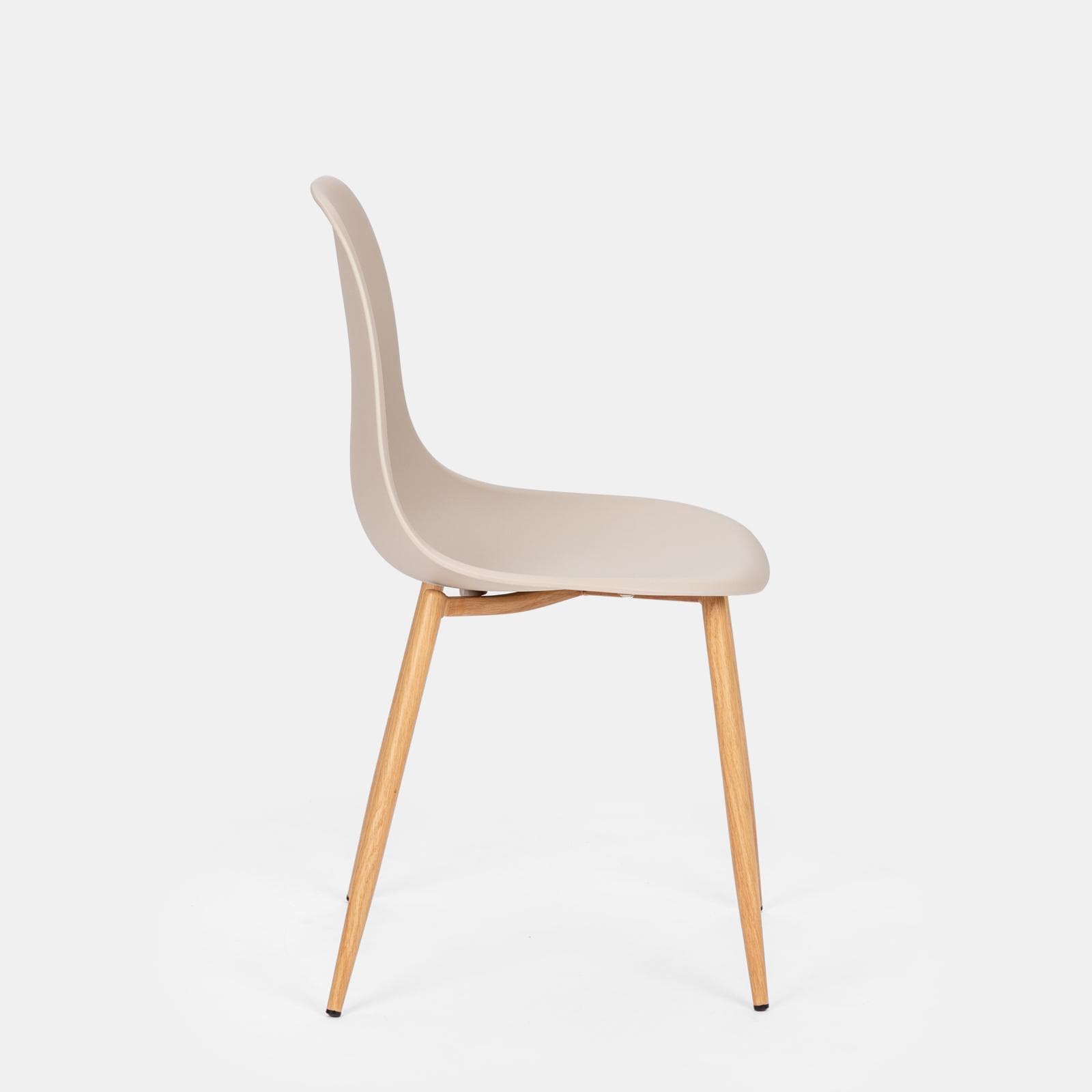 Set 6 sedie in polipropilene beige con gambe effetto legno - Kaily
