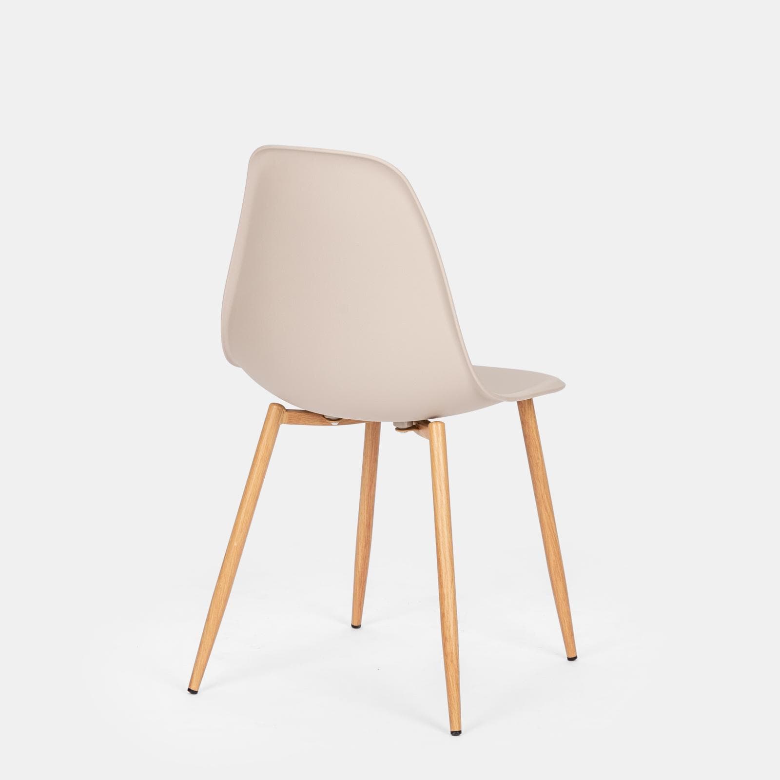 Set 6 sedie in polipropilene beige con gambe effetto legno - Kaily