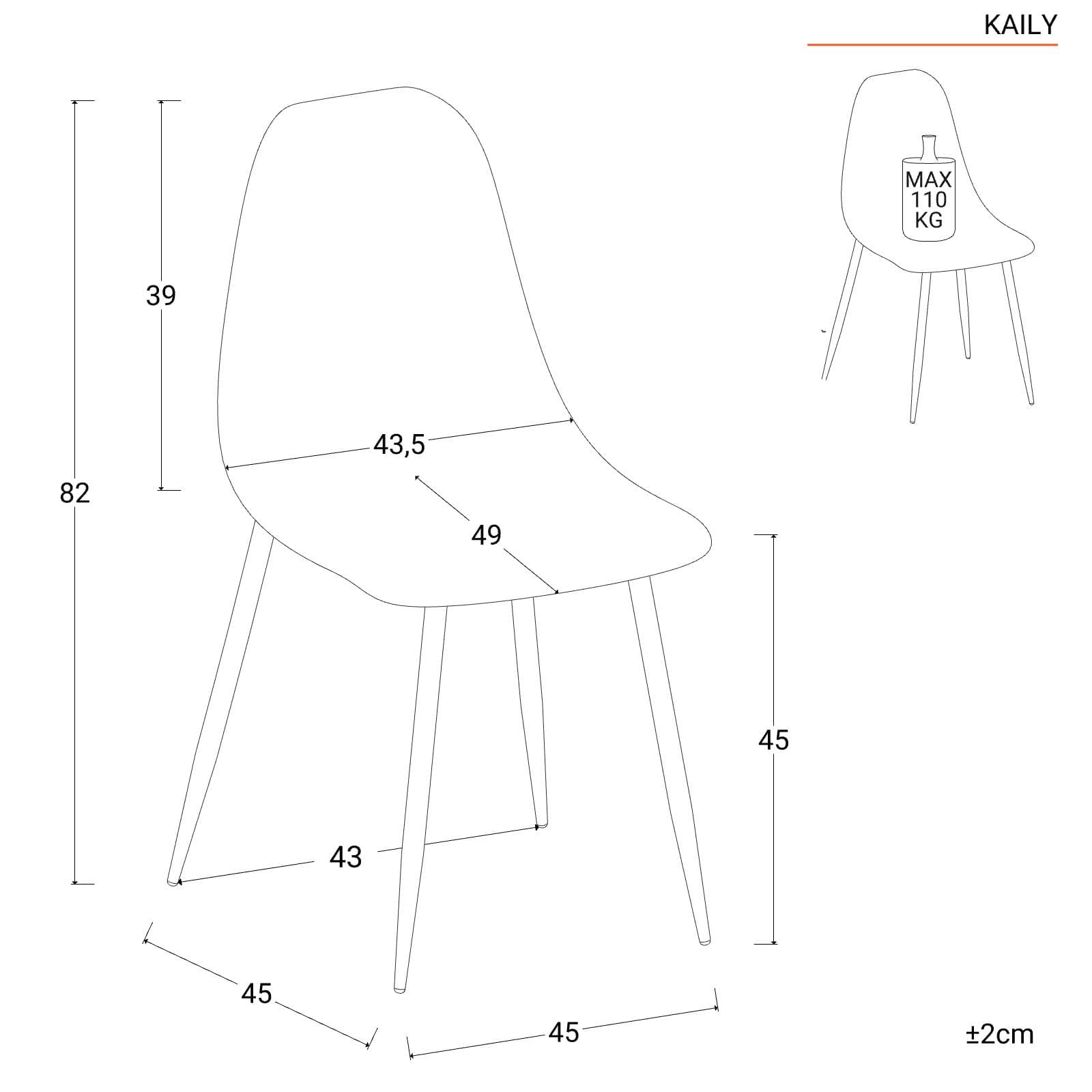 Set 6 sedie in polipropilene bianco con gambe effetto legno - Kaily