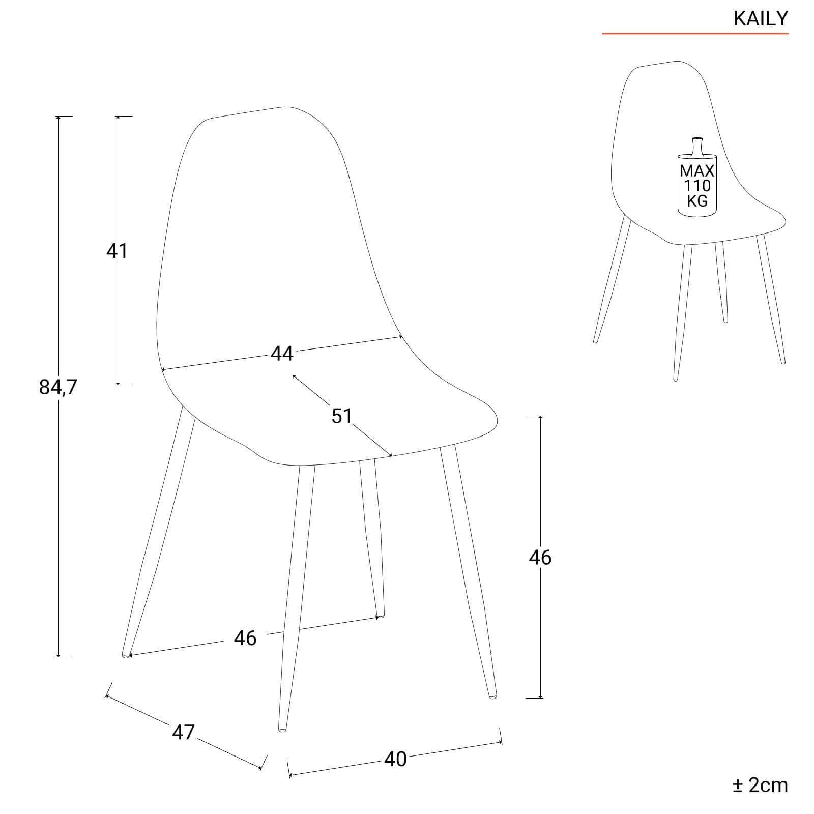 Set 4 sedie in polipropilene carta da zucchero con gambe effetto legno - Kaily