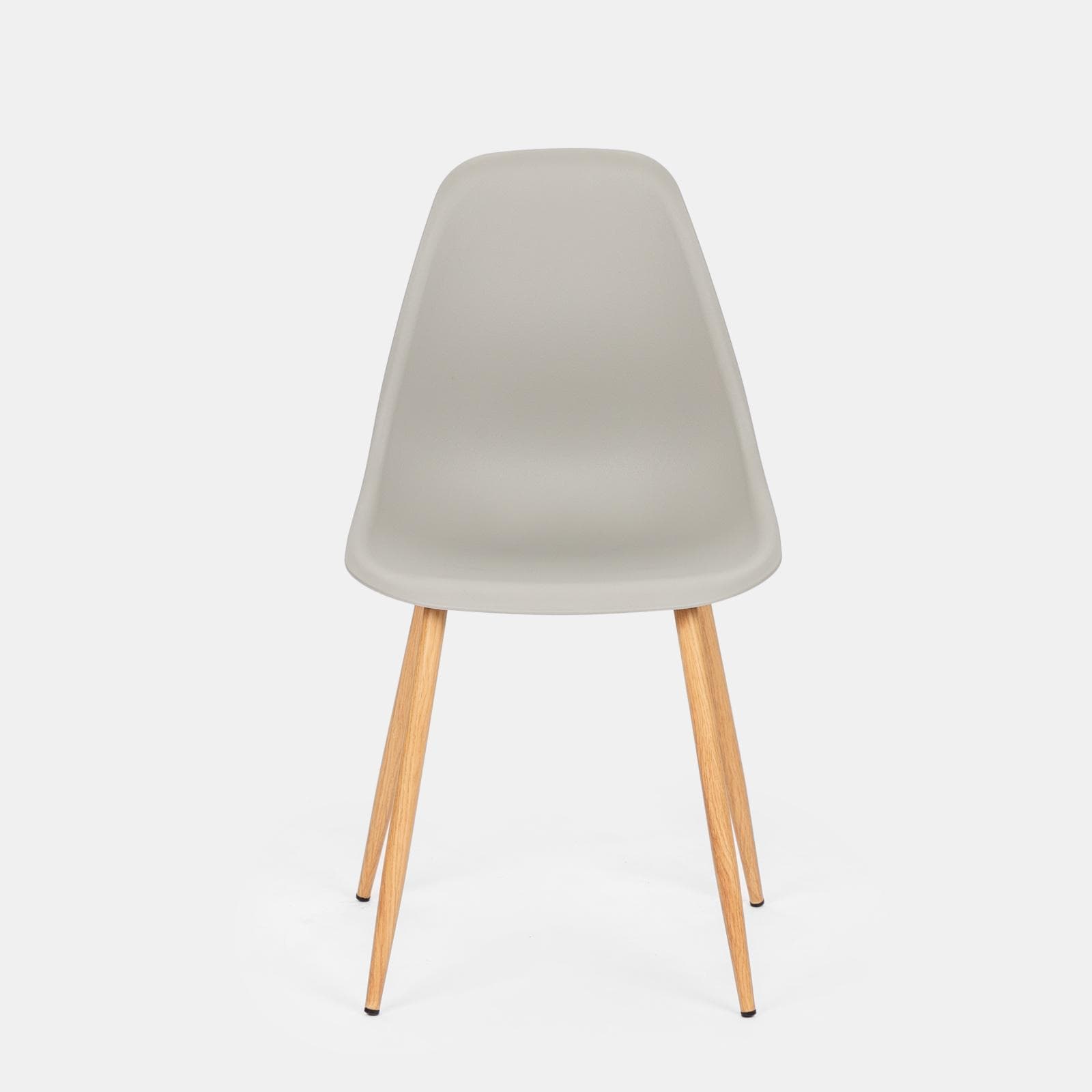 Set 6 sedie in polipropilene grigio con gambe effetto legno - Kaily