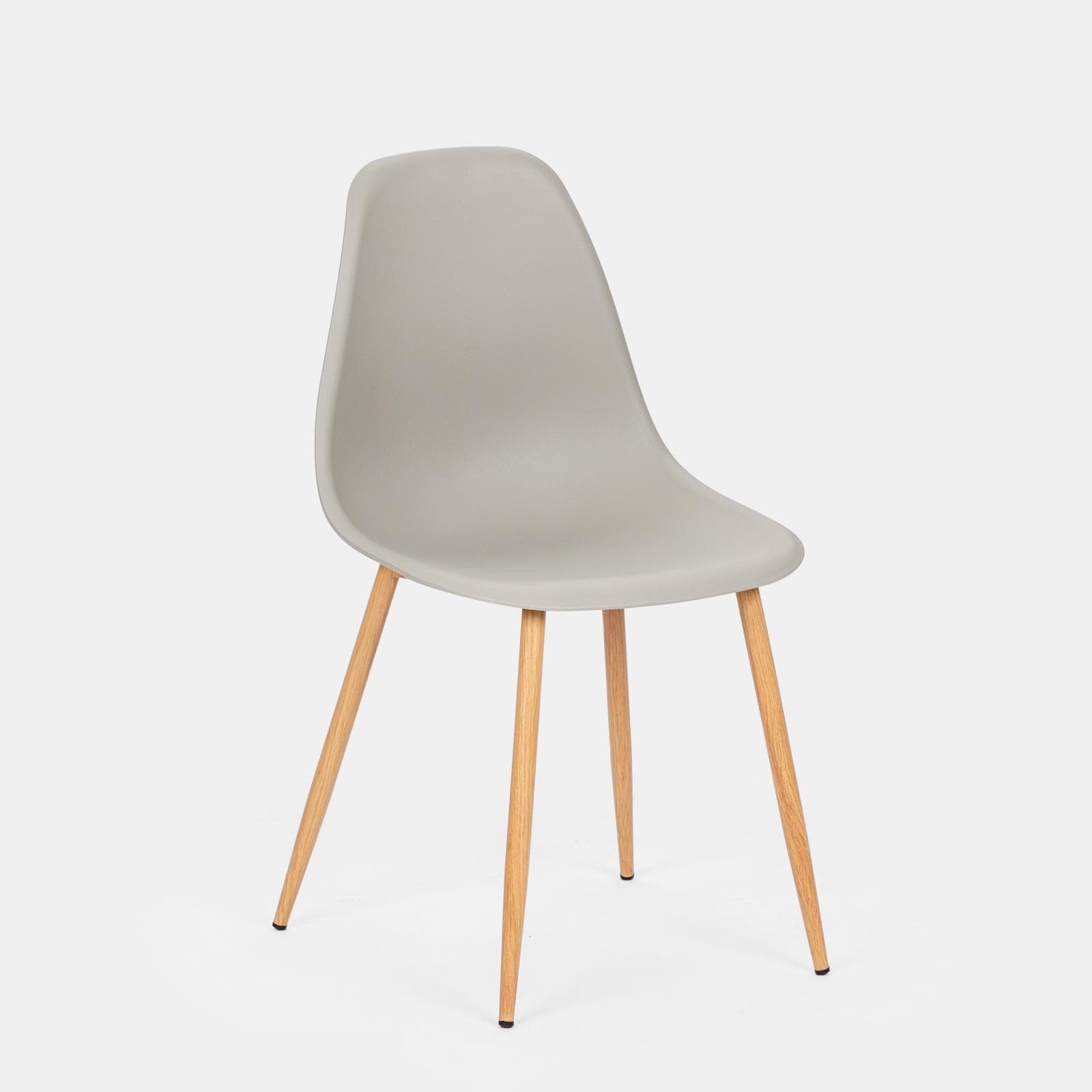 Set 6 sedie in polipropilene grigio con gambe effetto legno - Kaily