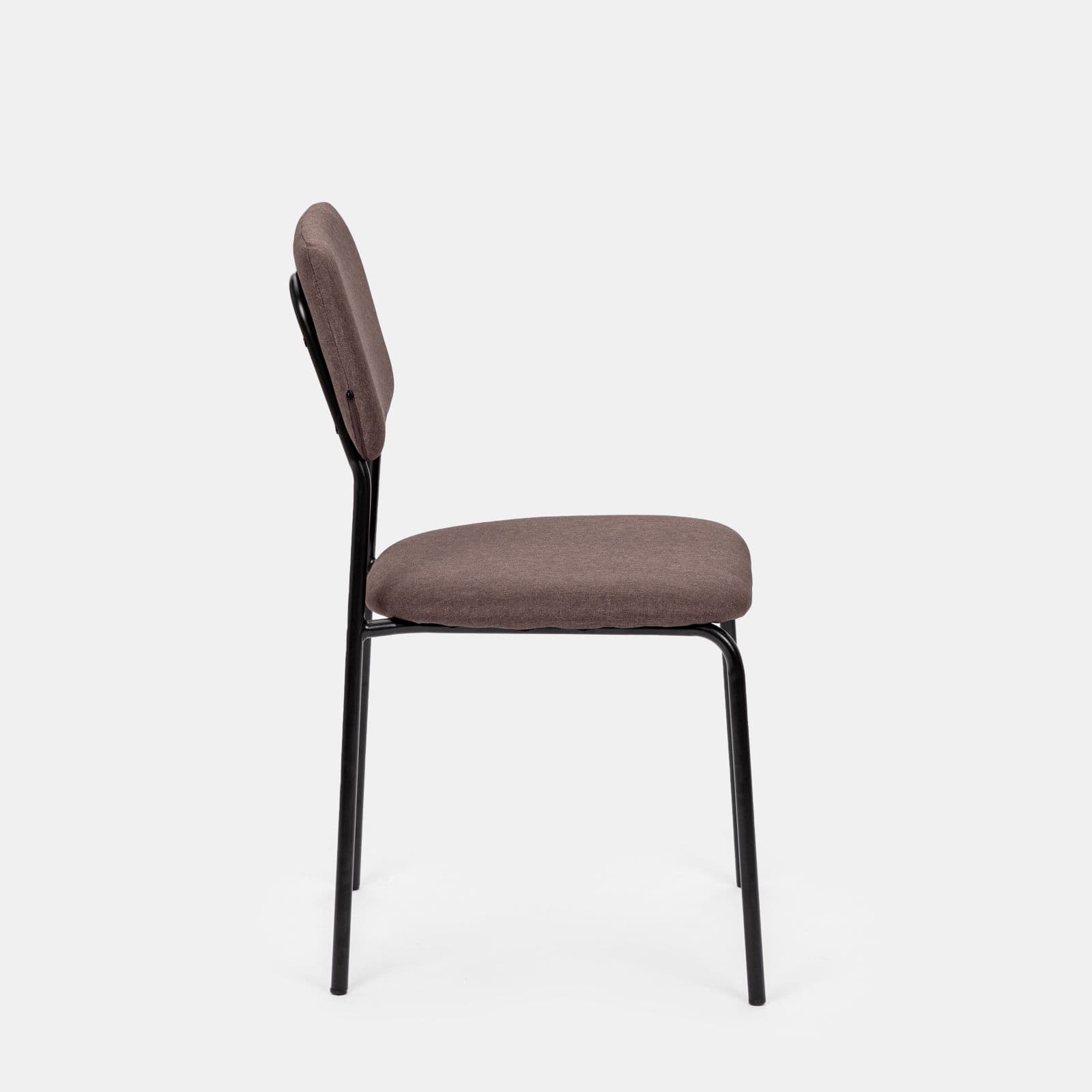 Set 6 sedie in tessuto cioccolato con gambe in metallo nero - Perry
