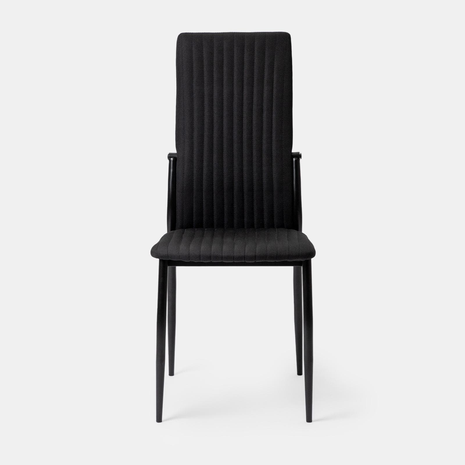 Set 6 sedie in tessuto nero con gambe in metallo nero - Berget