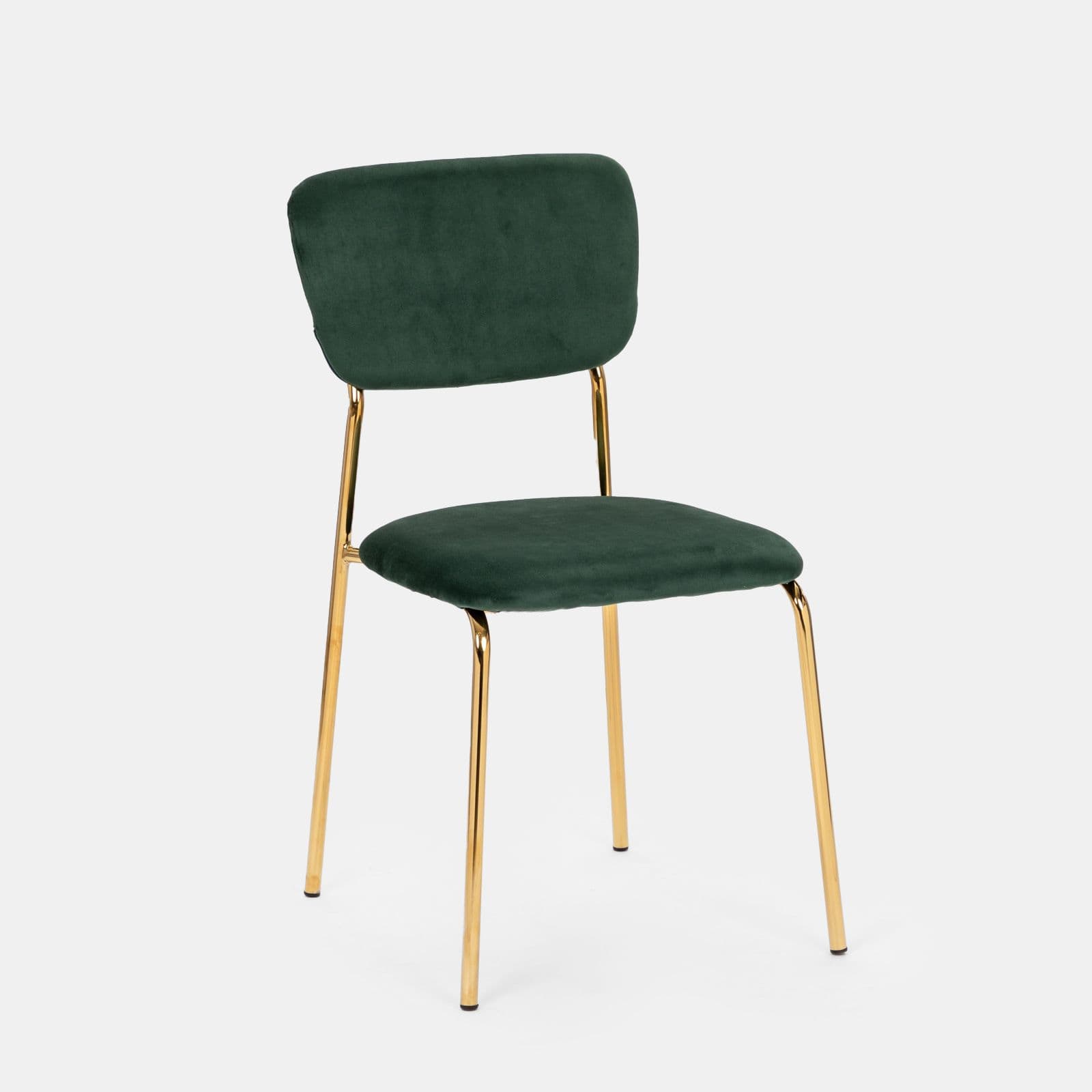 Set 6 sedie in velluto verde bosco con gambe in metallo oro - Perry