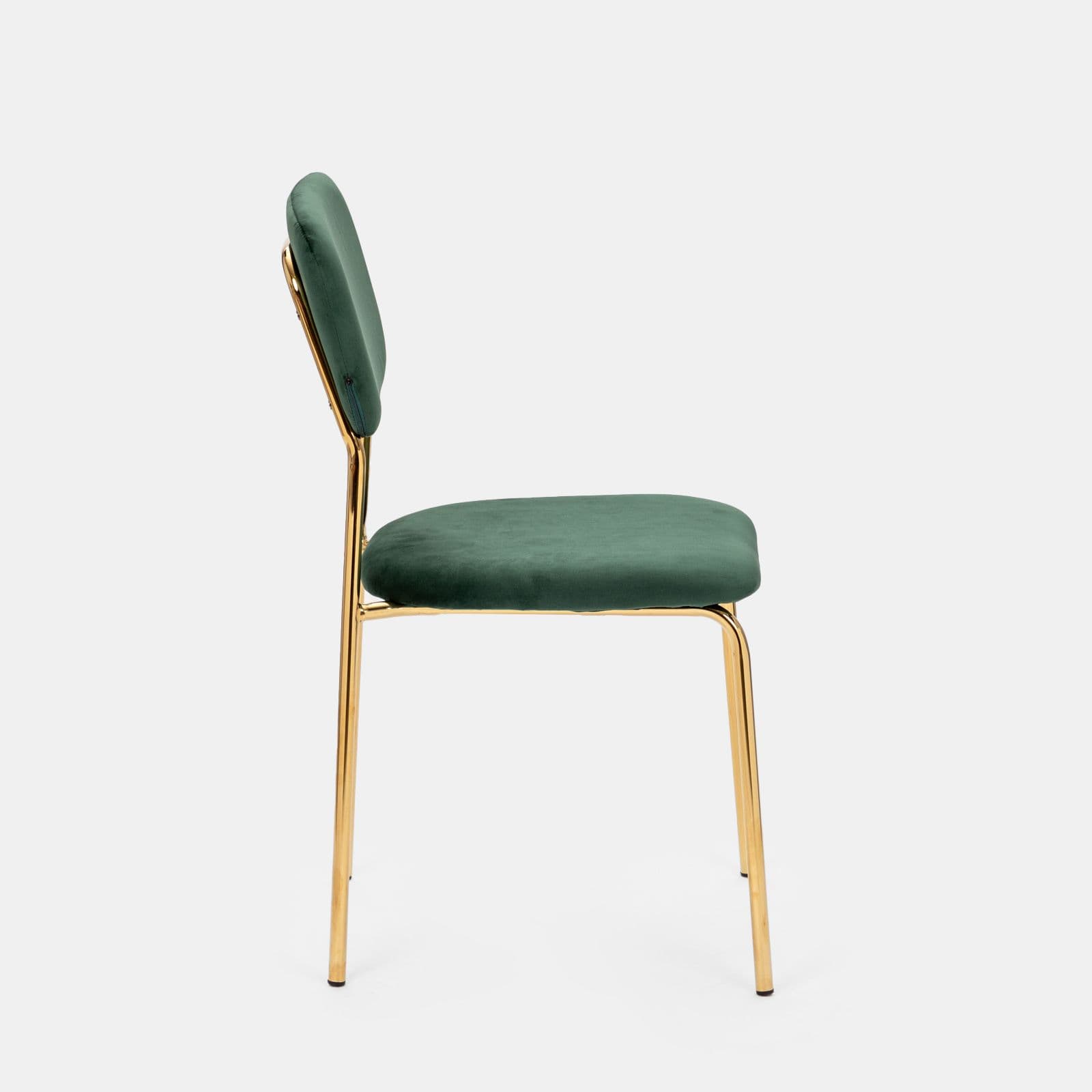 Set 6 sedie in velluto verde bosco con gambe in metallo oro - Perry