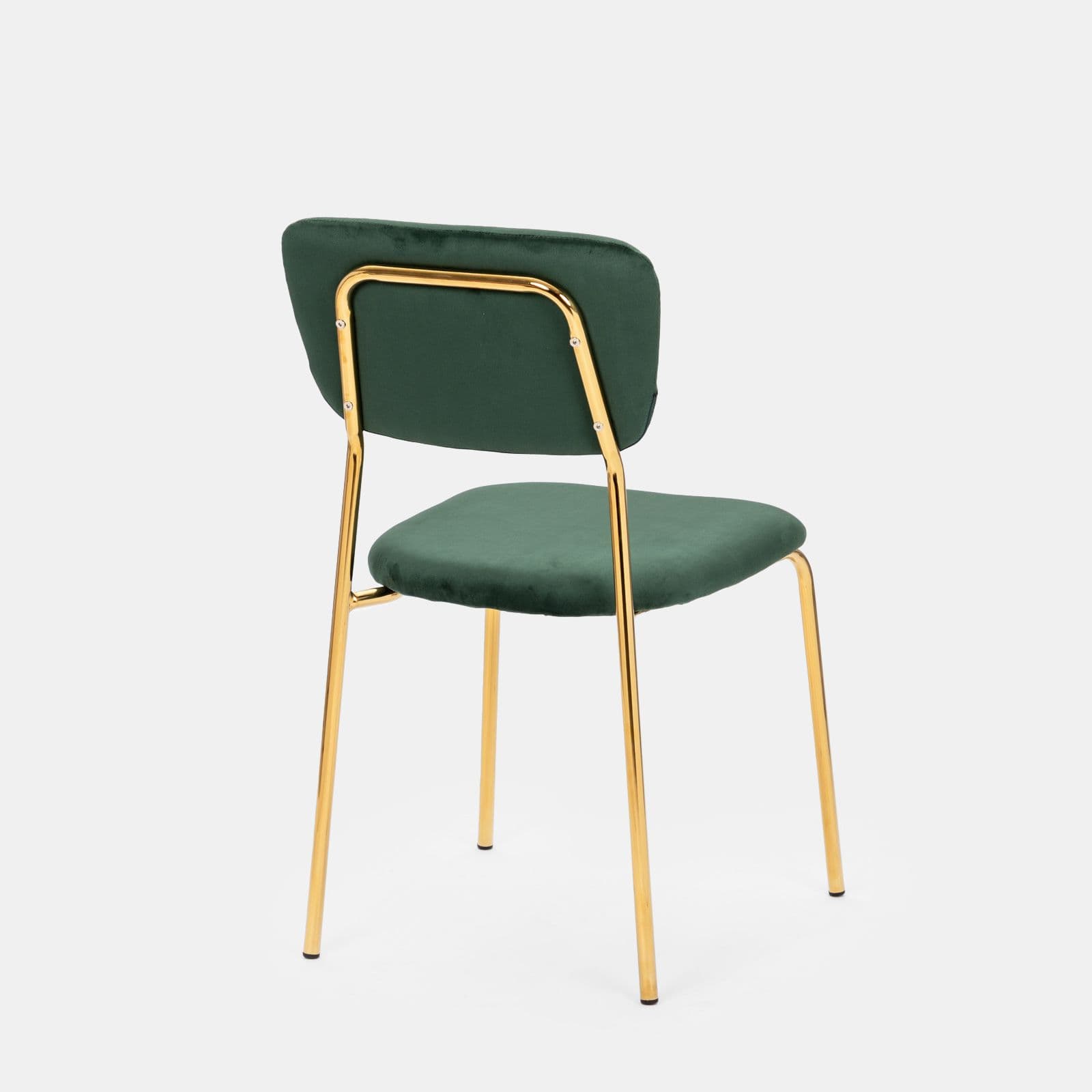 Set 6 sedie in velluto verde bosco con gambe in metallo oro - Perry