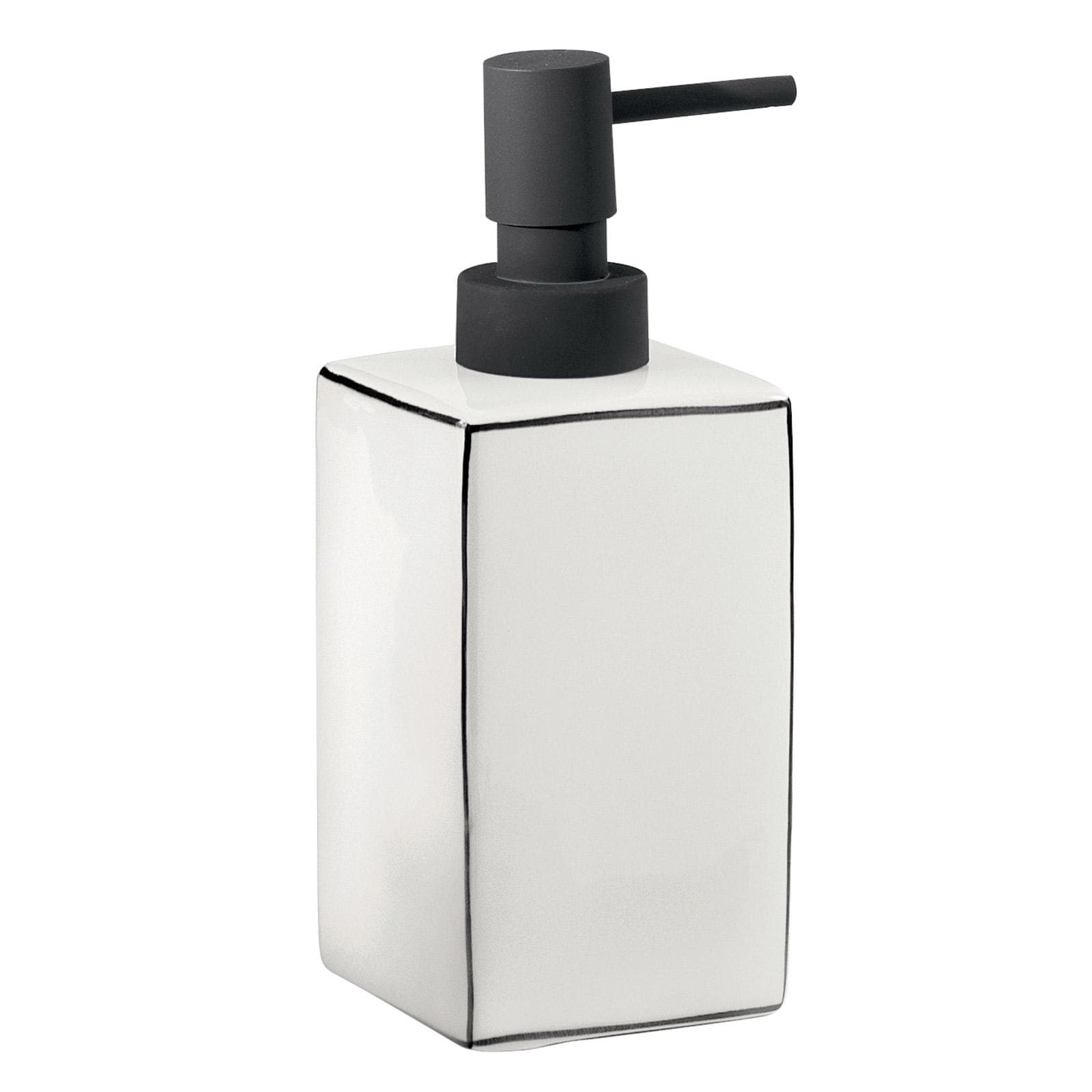 Set 2 accessori da appoggio in ceramica bianco e profilo nero - Lucrezia di Gedy