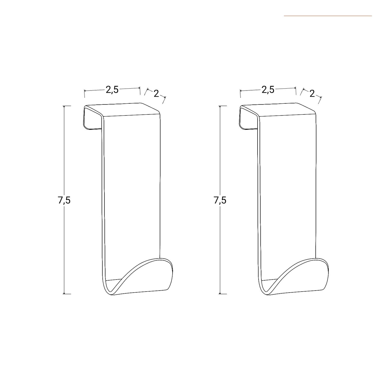 Set 2 appendini per porta o termoarredi in acciaio inox nero opaco - Arthur