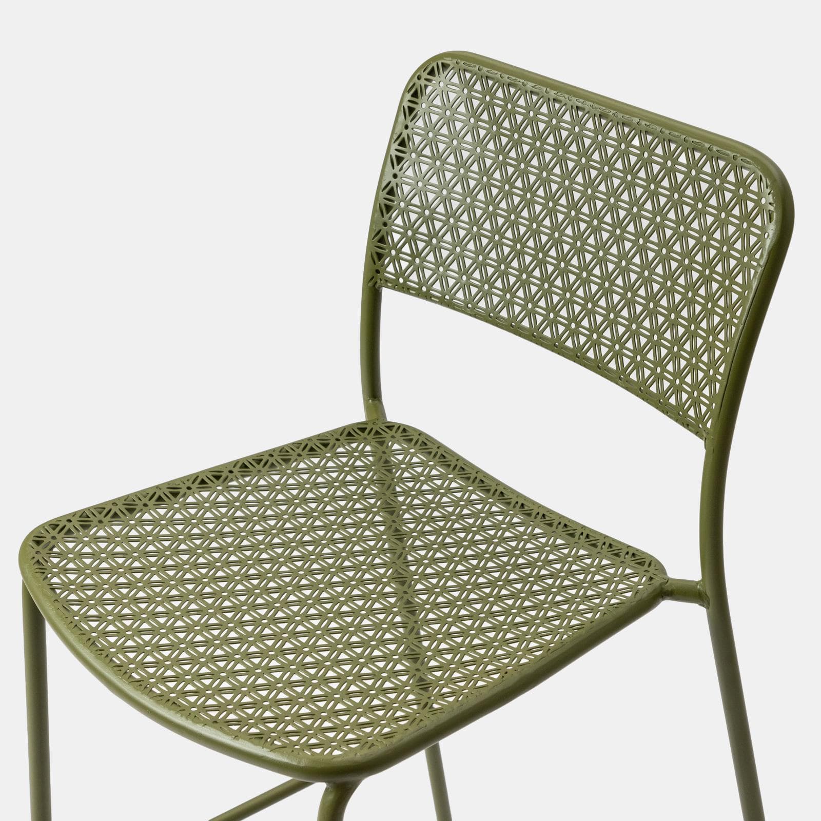 Set bistrot con tavolo alto e 2 sgabelli in acciaio verde oliva - Faber