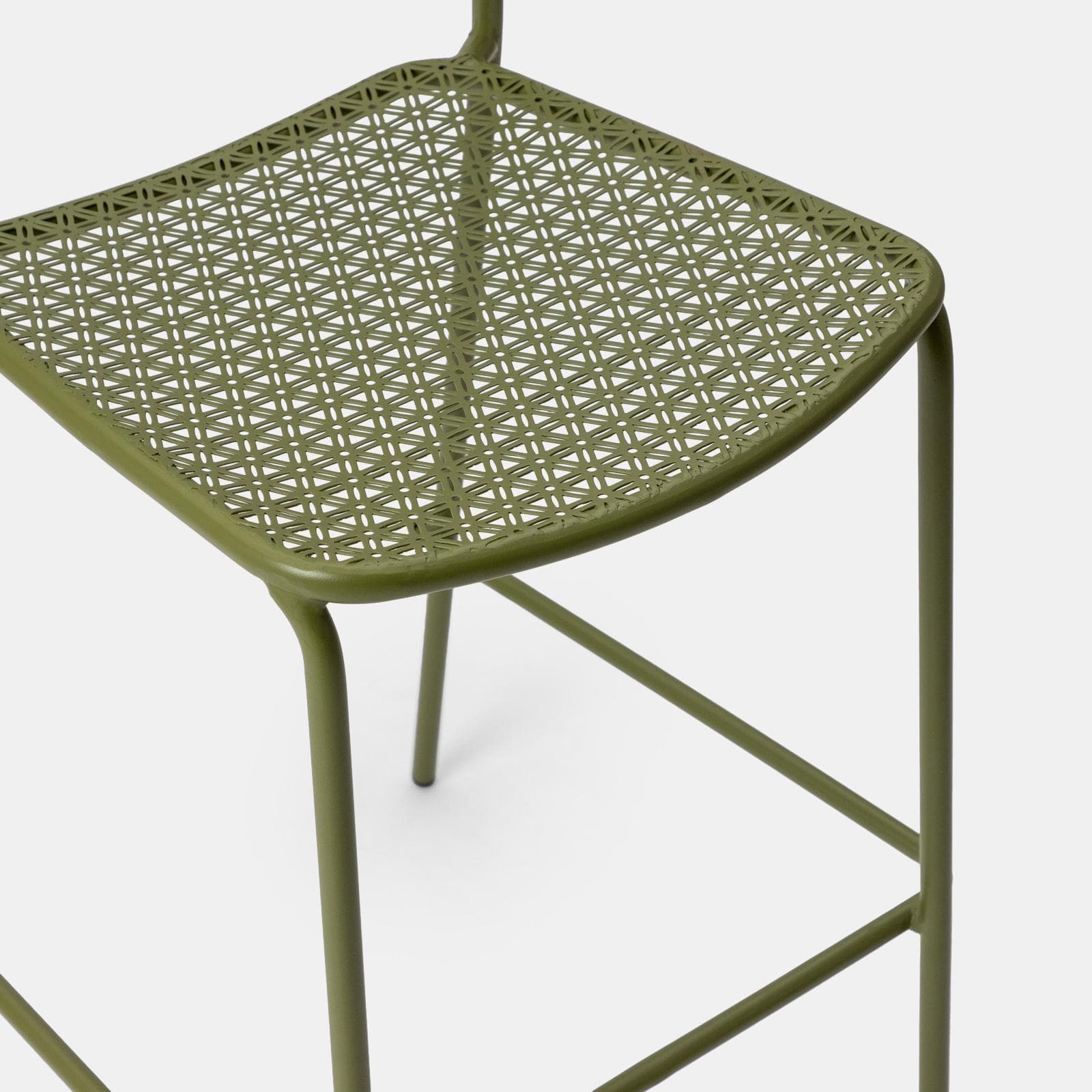 Set bistrot con tavolo alto e 2 sgabelli in acciaio verde oliva - Faber