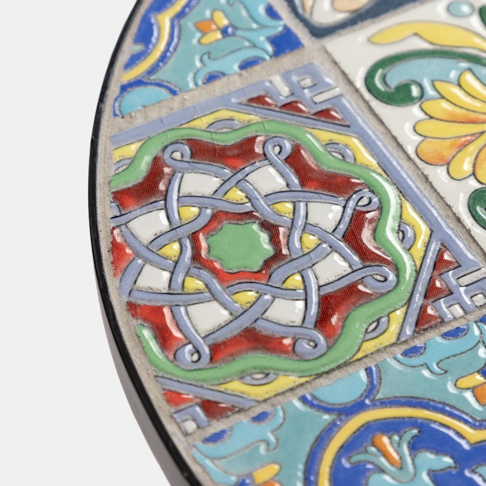 Set bistrot con 2 sedie e tavolo rotondo 60 cm decorazione maiolica toni freddi - Otranto