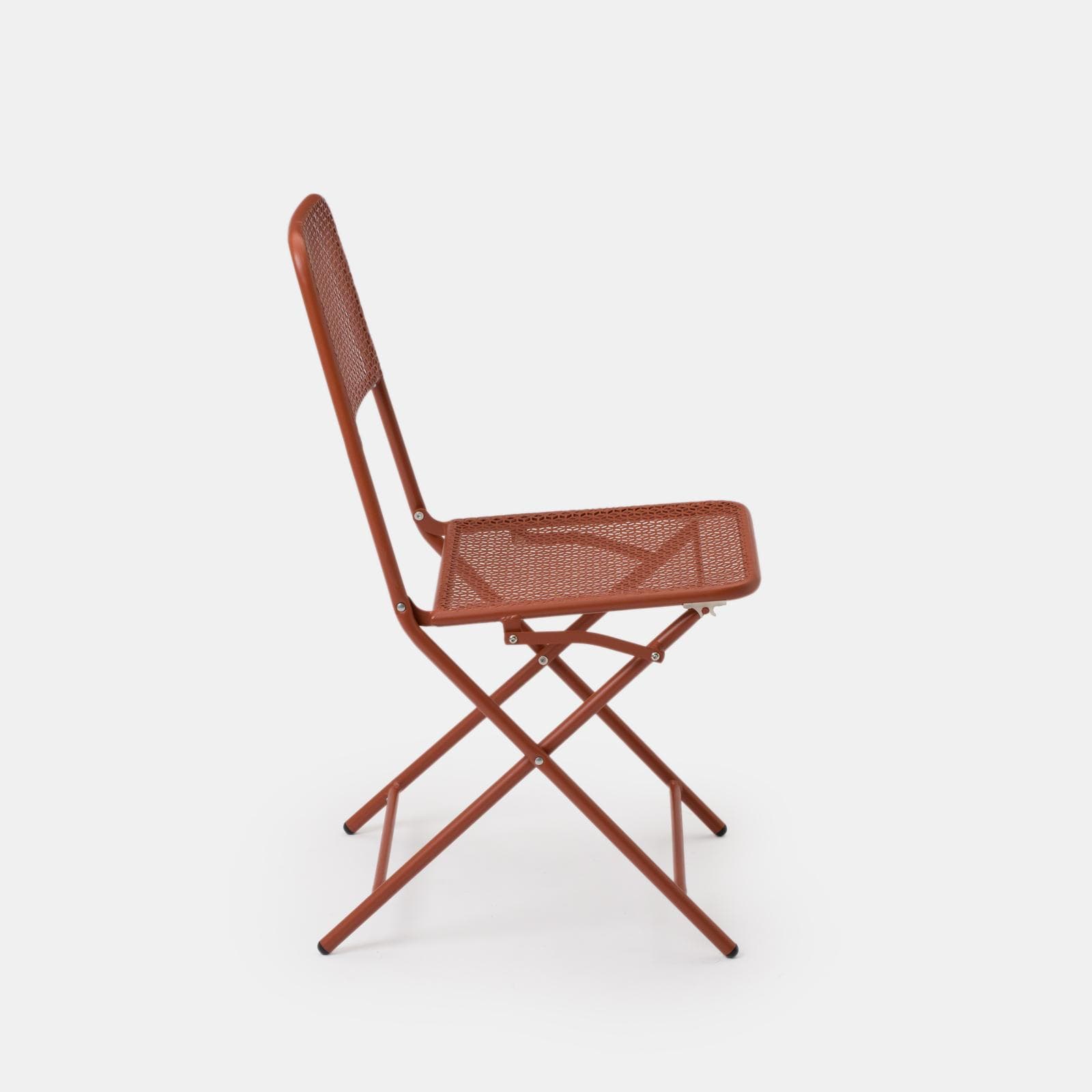 Set bistrot con tavolo 70x70 cm e 2 sedie pieghevoli in acciaio terracotta - Faber