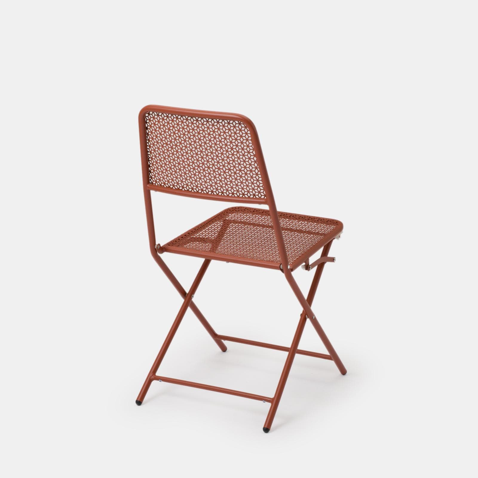 Set bistrot con tavolo 70x70 cm e 2 sedie pieghevoli in acciaio terracotta - Faber