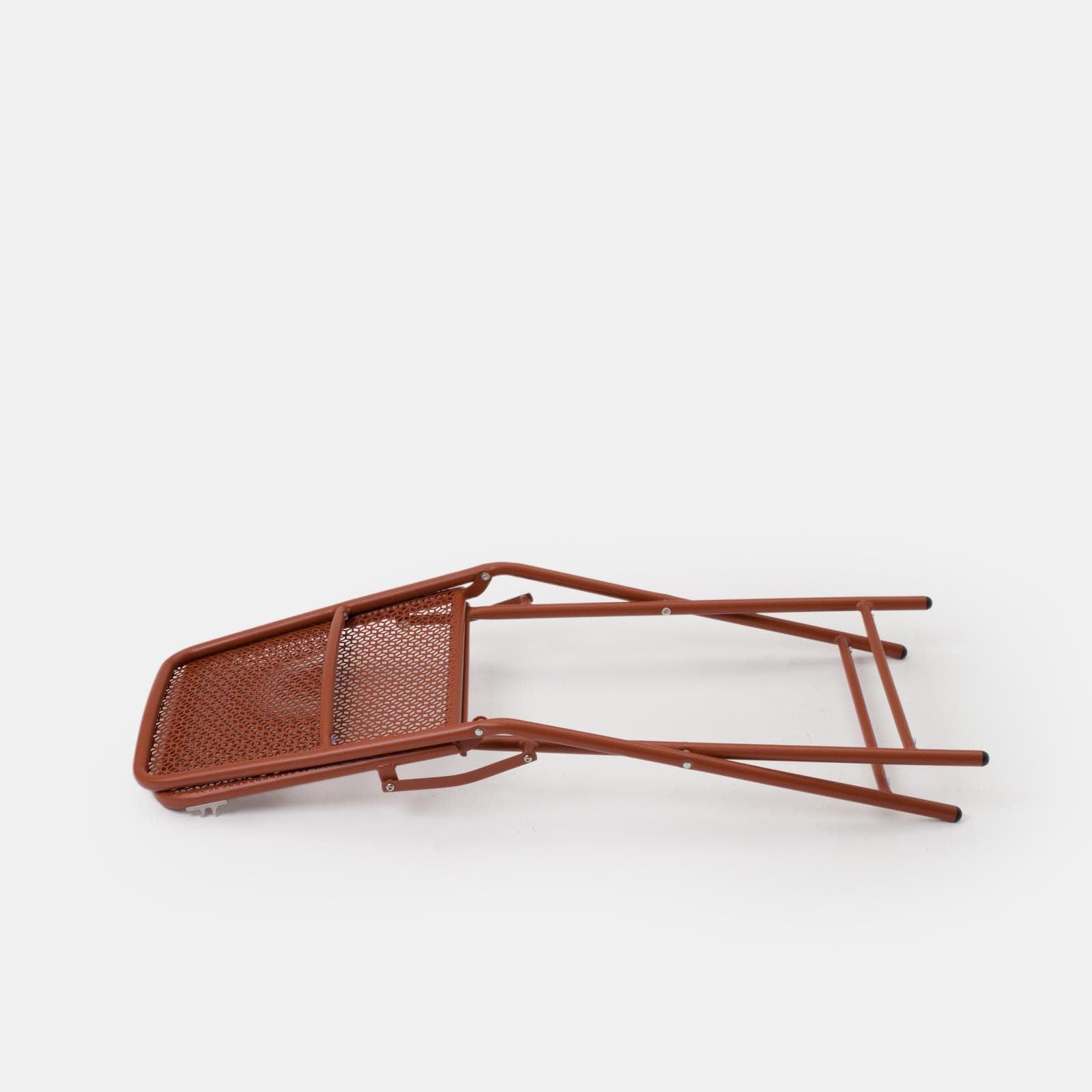 Set bistrot con tavolo 70x70 cm e 2 sedie pieghevoli in acciaio terracotta - Faber