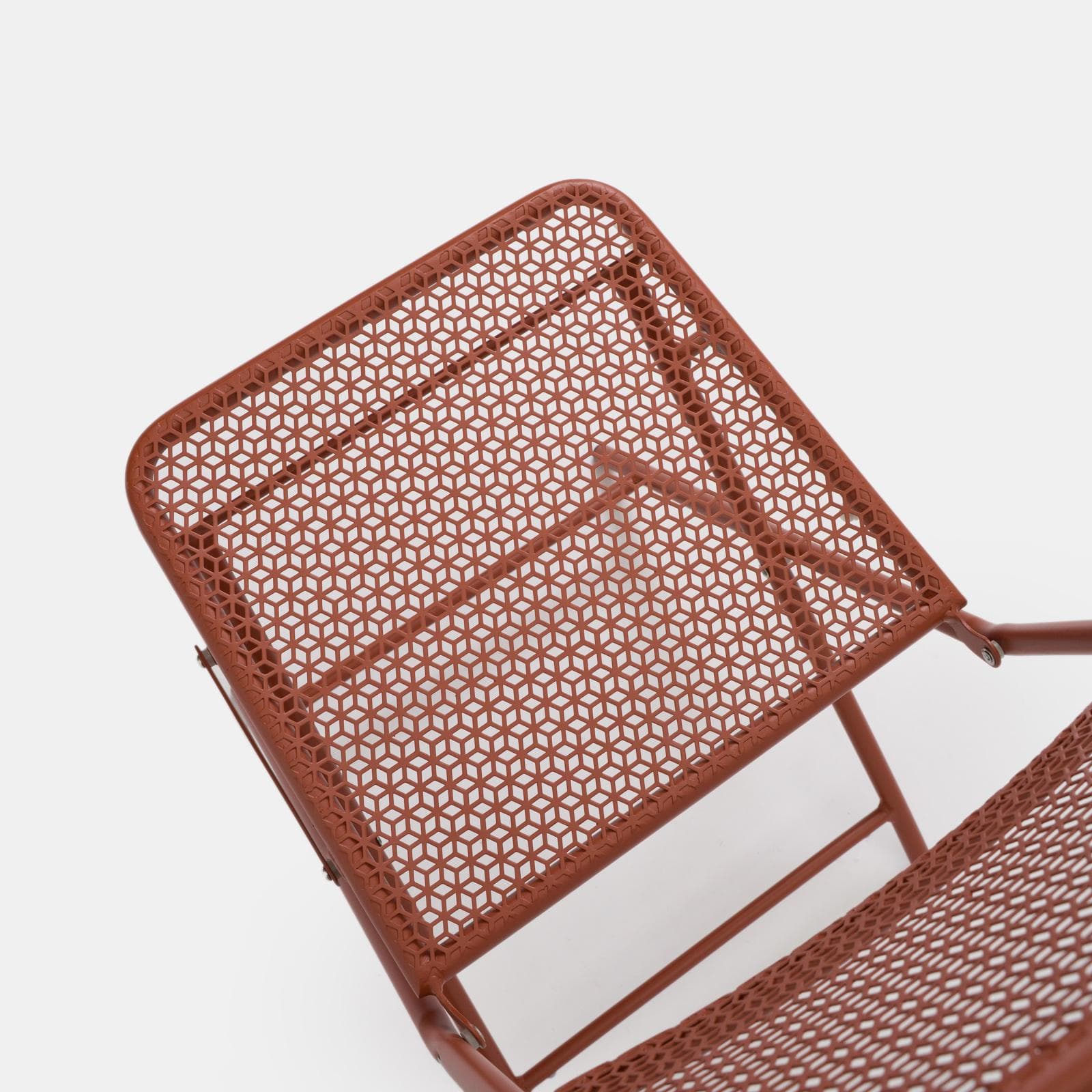 Set bistrot con tavolo 70x70 cm e 2 sedie pieghevoli in acciaio terracotta - Faber