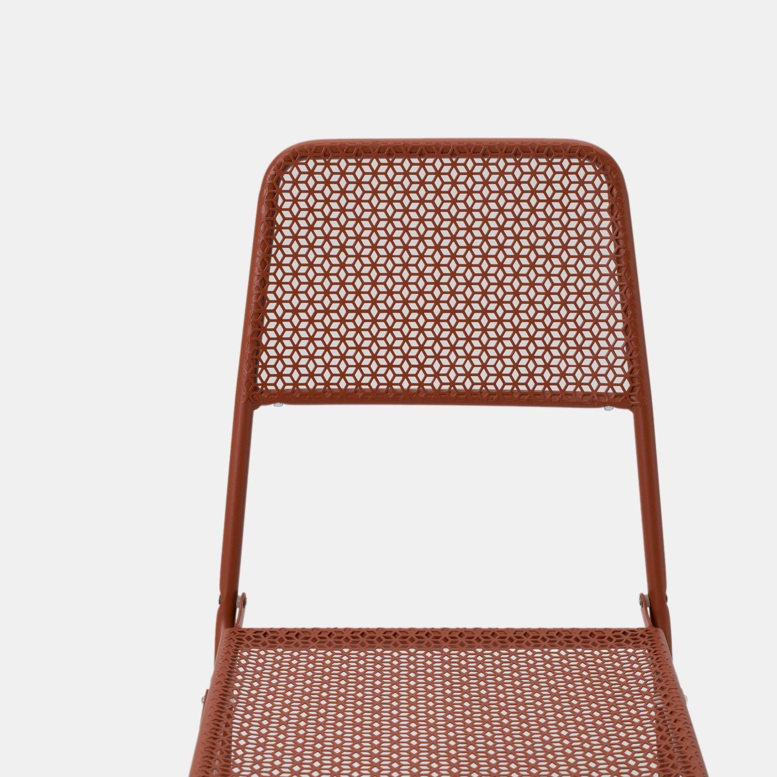 Set bistrot con tavolo 70x70 cm e 2 sedie pieghevoli in acciaio terracotta - Faber