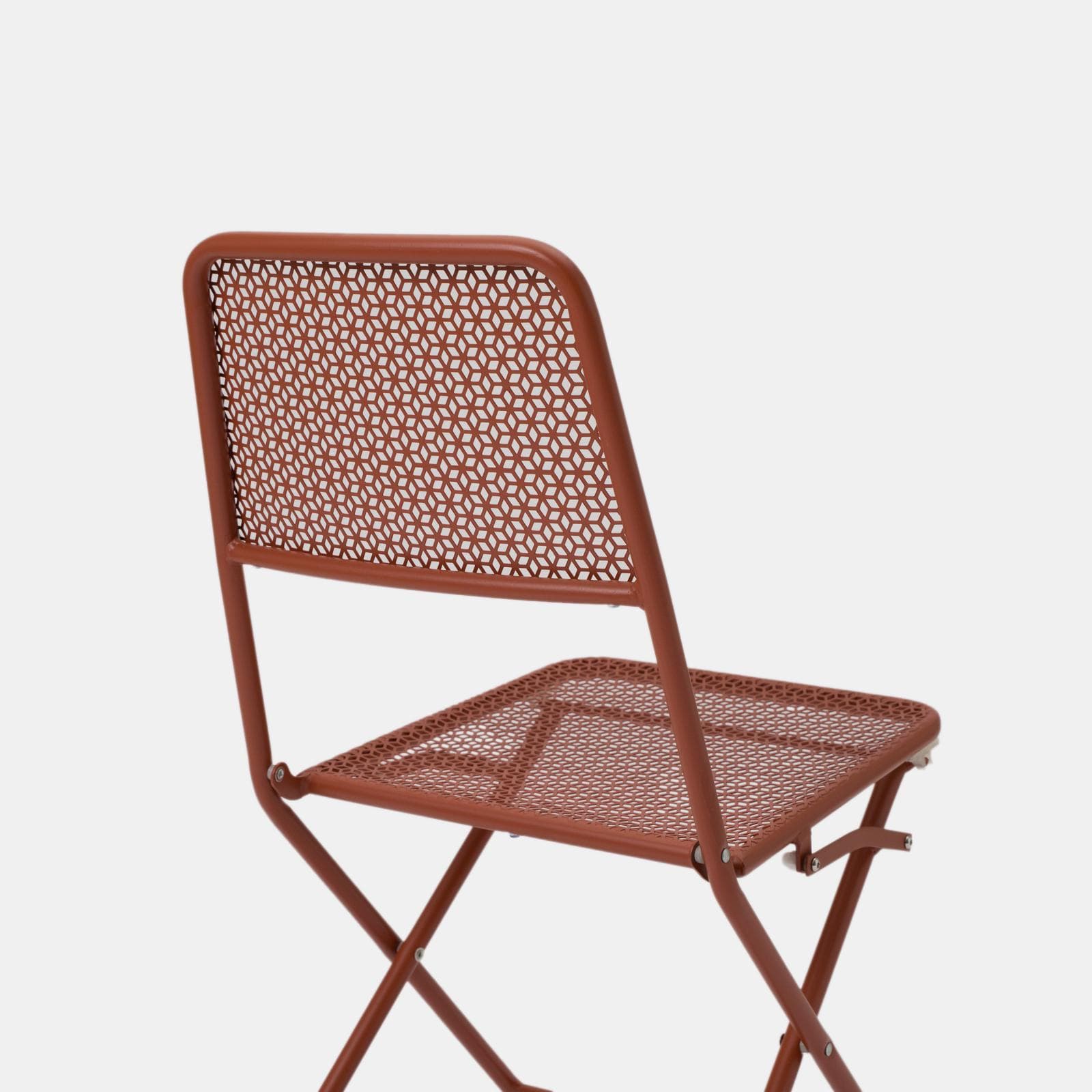 Set bistrot con tavolo 70x70 cm e 2 sedie pieghevoli in acciaio terracotta - Faber