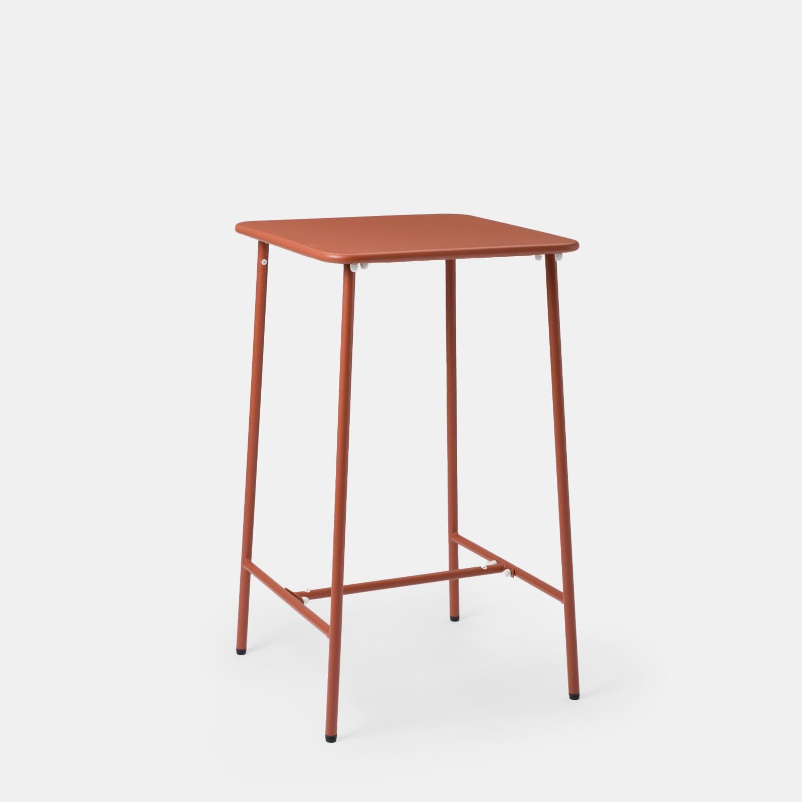 Set bistrot con tavolo alto 60x60 cm e 2 sgabelli in acciaio terracotta - Faber