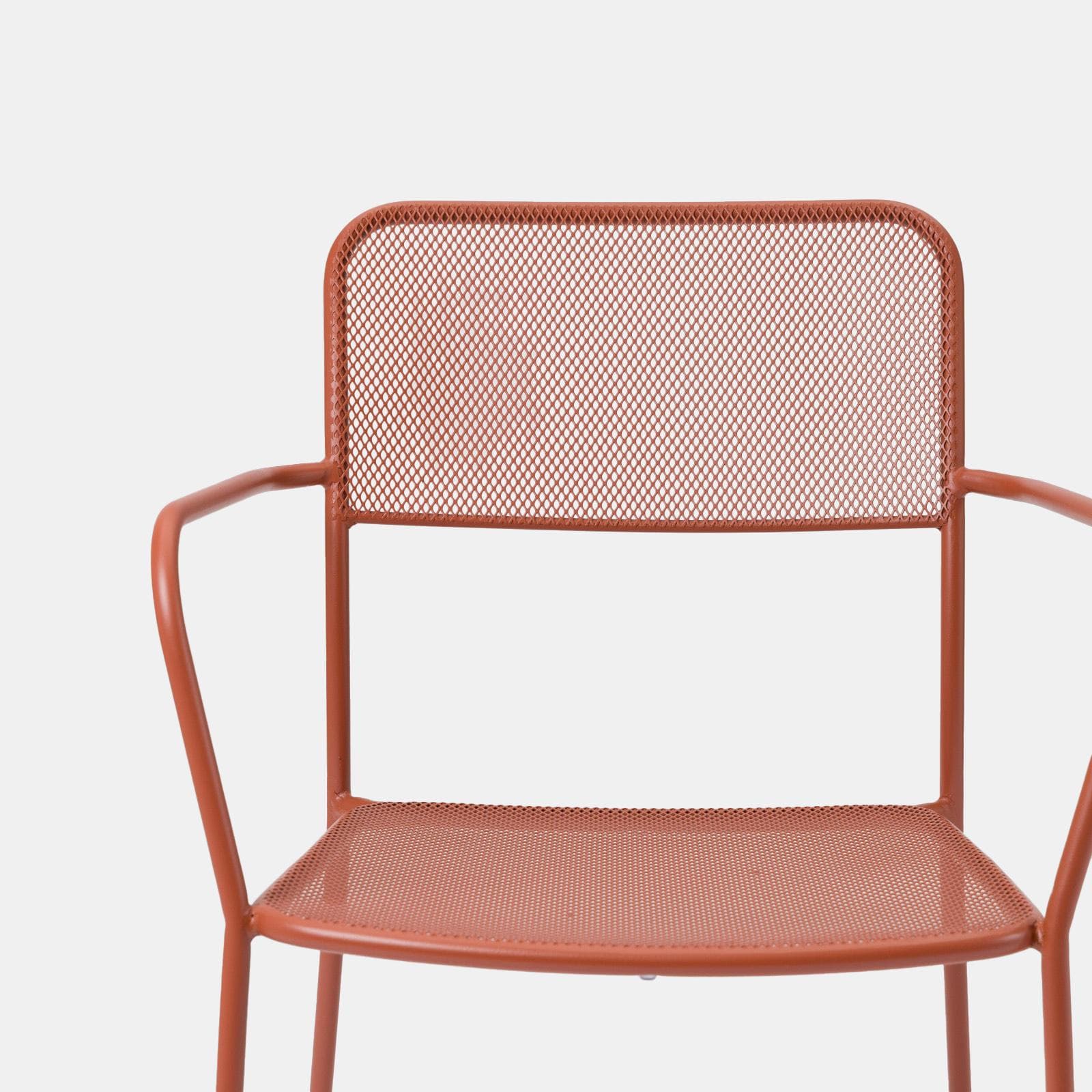 Set bistrot con tavolo pieghevole 60x60 cm e 2 sedie con braccioli in acciaio terracotta - Faber