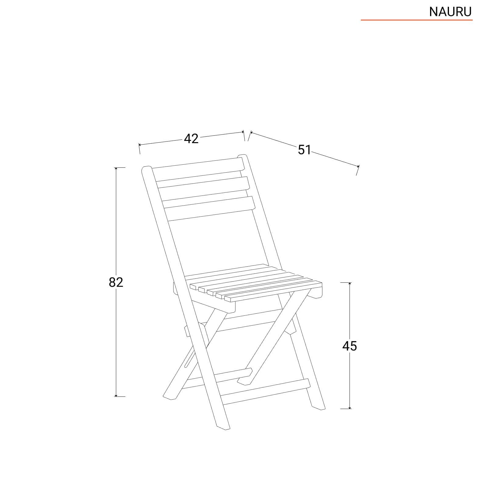 Set bistrot salvaspazio con tavolo pieghevole e 2 sedie pieghevoli in legno massello di acacia - Nauru