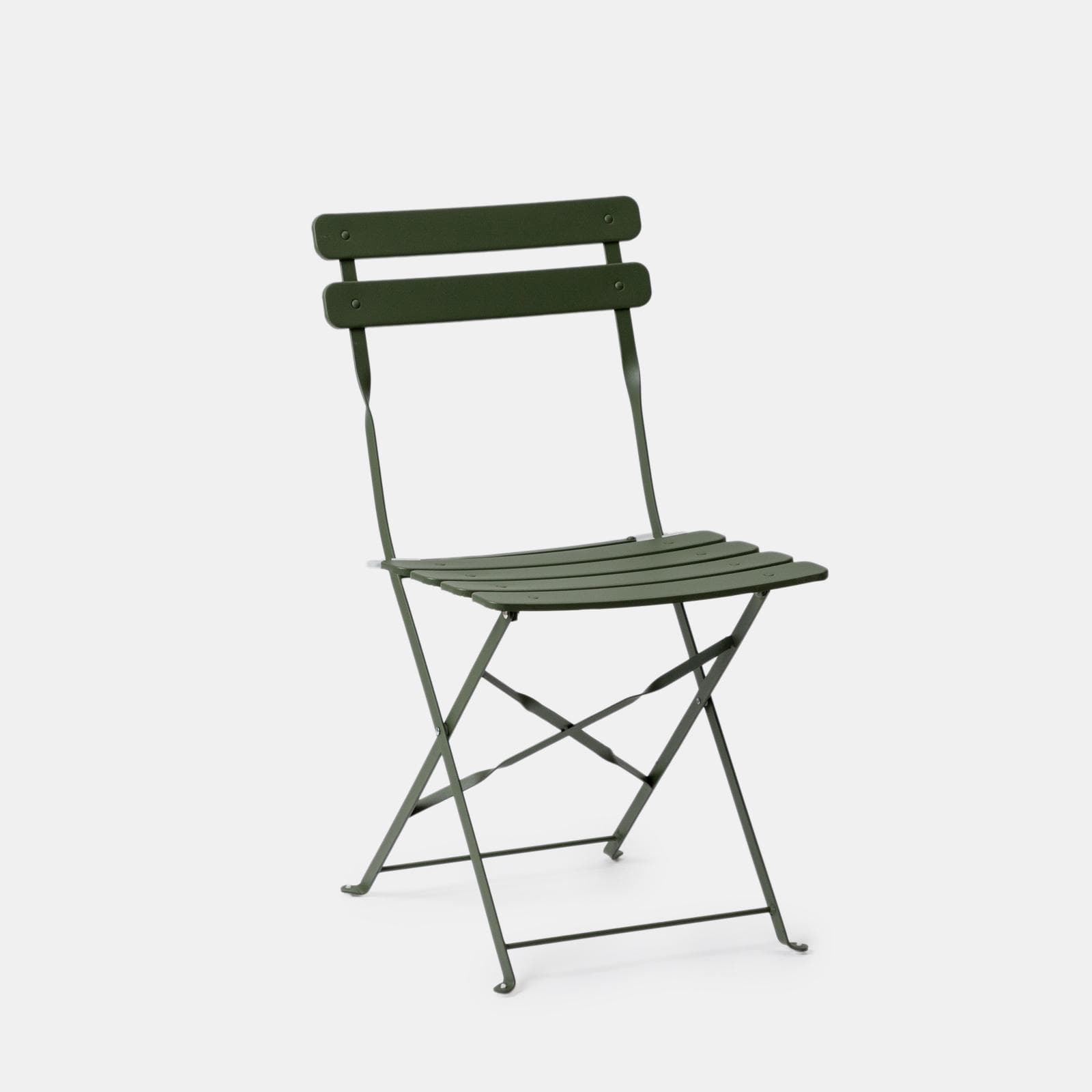 Set bistrot pieghevole con tavolo 70x70 cm e 2 sedie in metallo verde salvia - Atelier