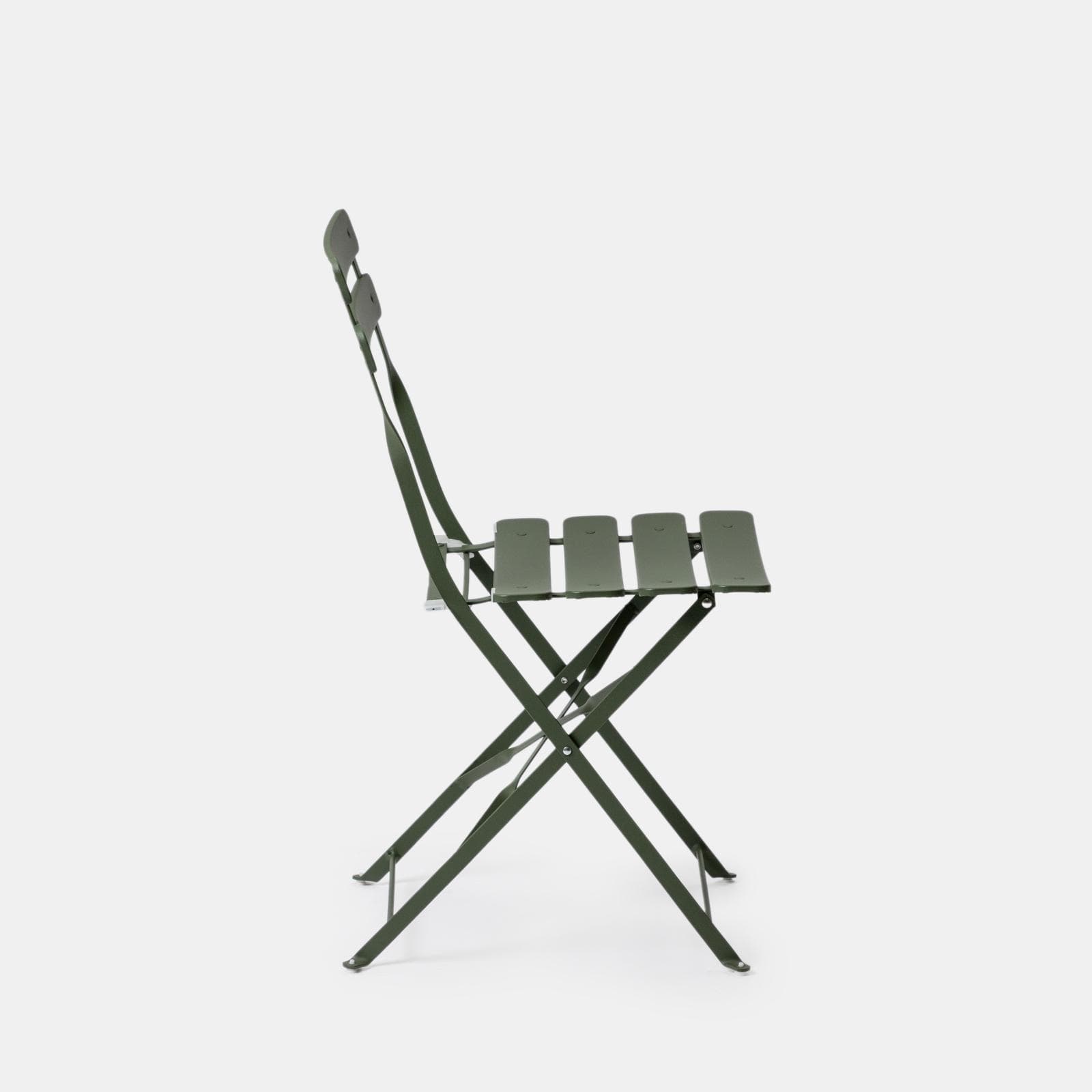 Set bistrot pieghevole con tavolo 70x70 cm e 2 sedie in metallo verde salvia - Atelier