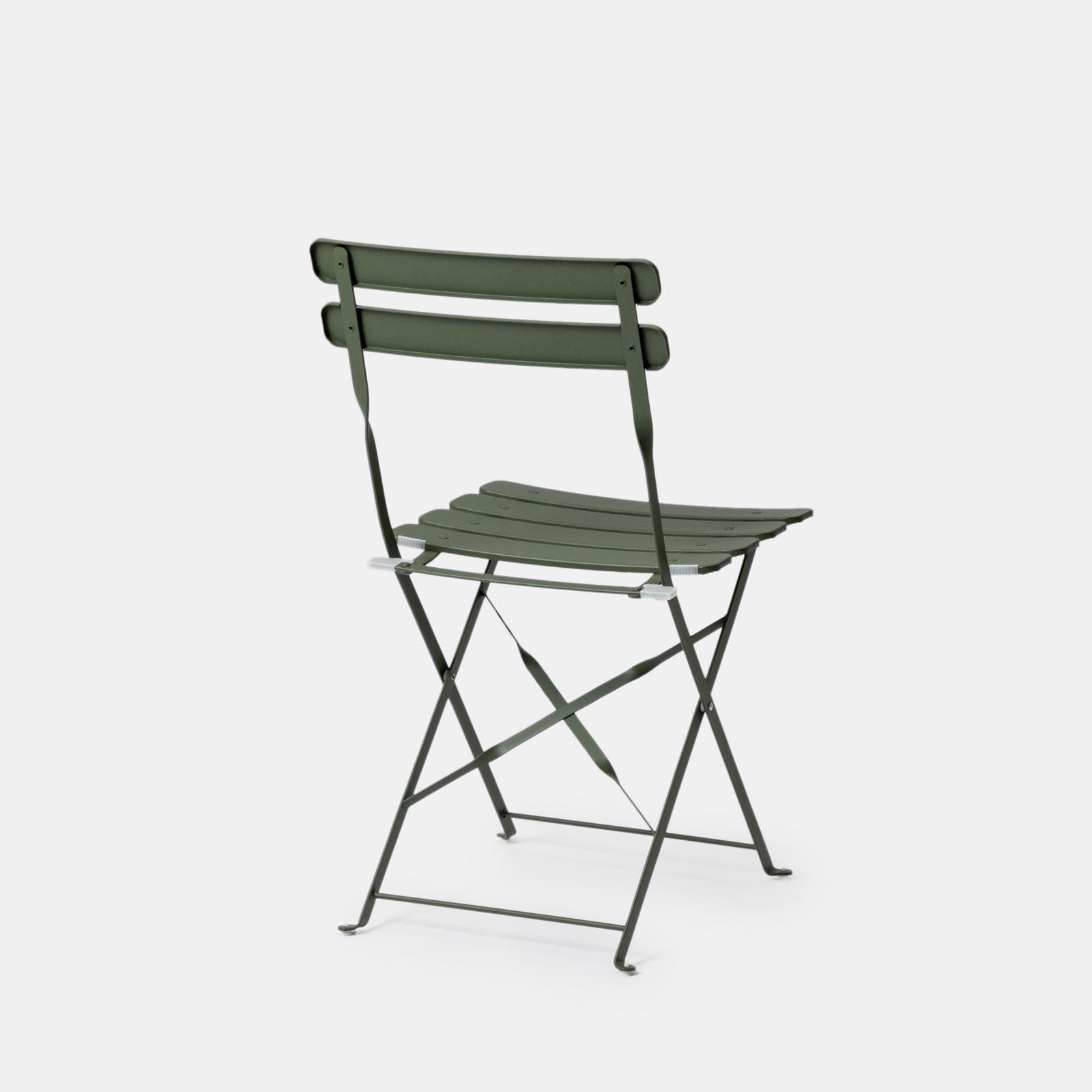 Set bistrot pieghevole con tavolo 70x70 cm e 2 sedie in metallo verde salvia - Atelier