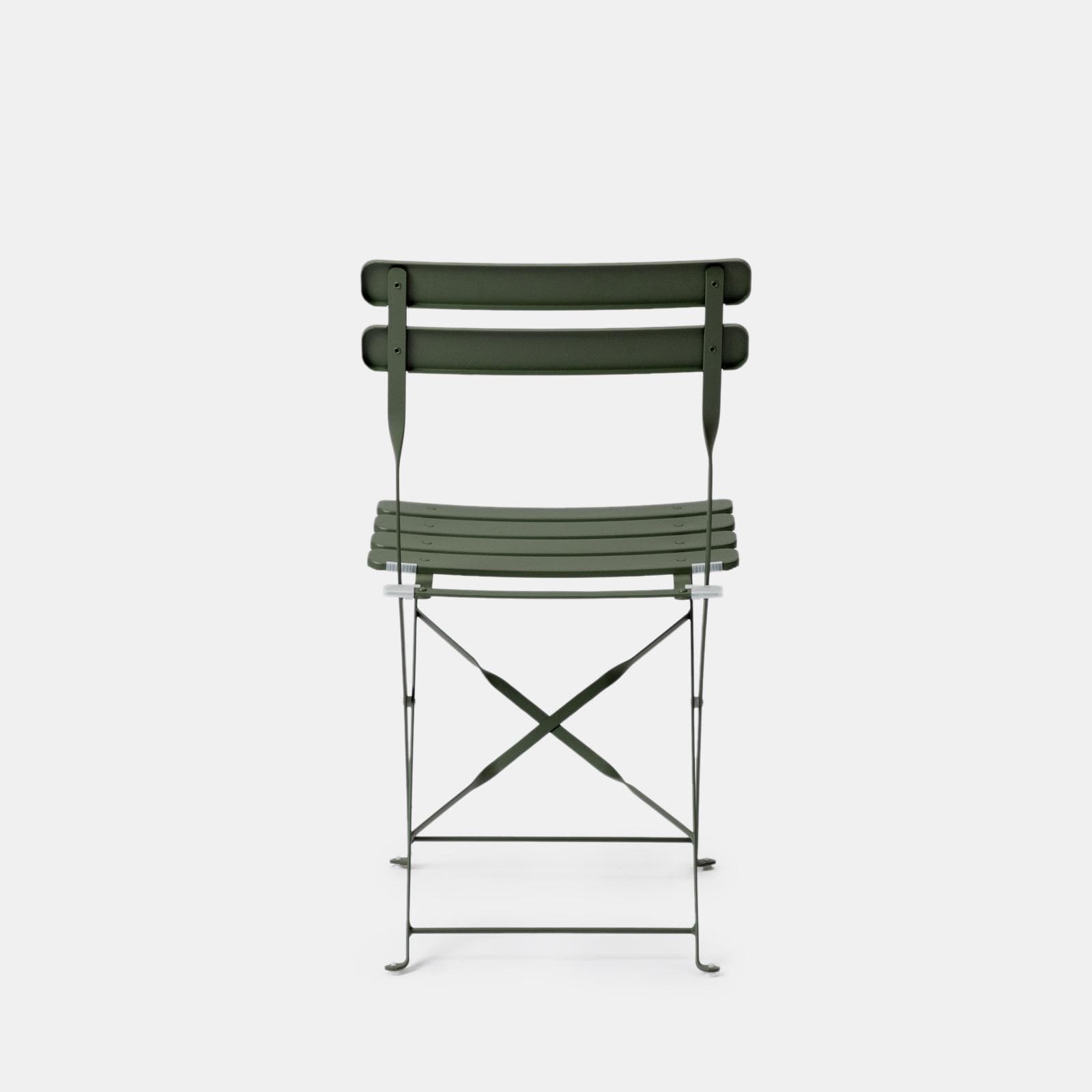 Set bistrot pieghevole con tavolo 70x70 cm e 2 sedie in metallo verde salvia - Atelier