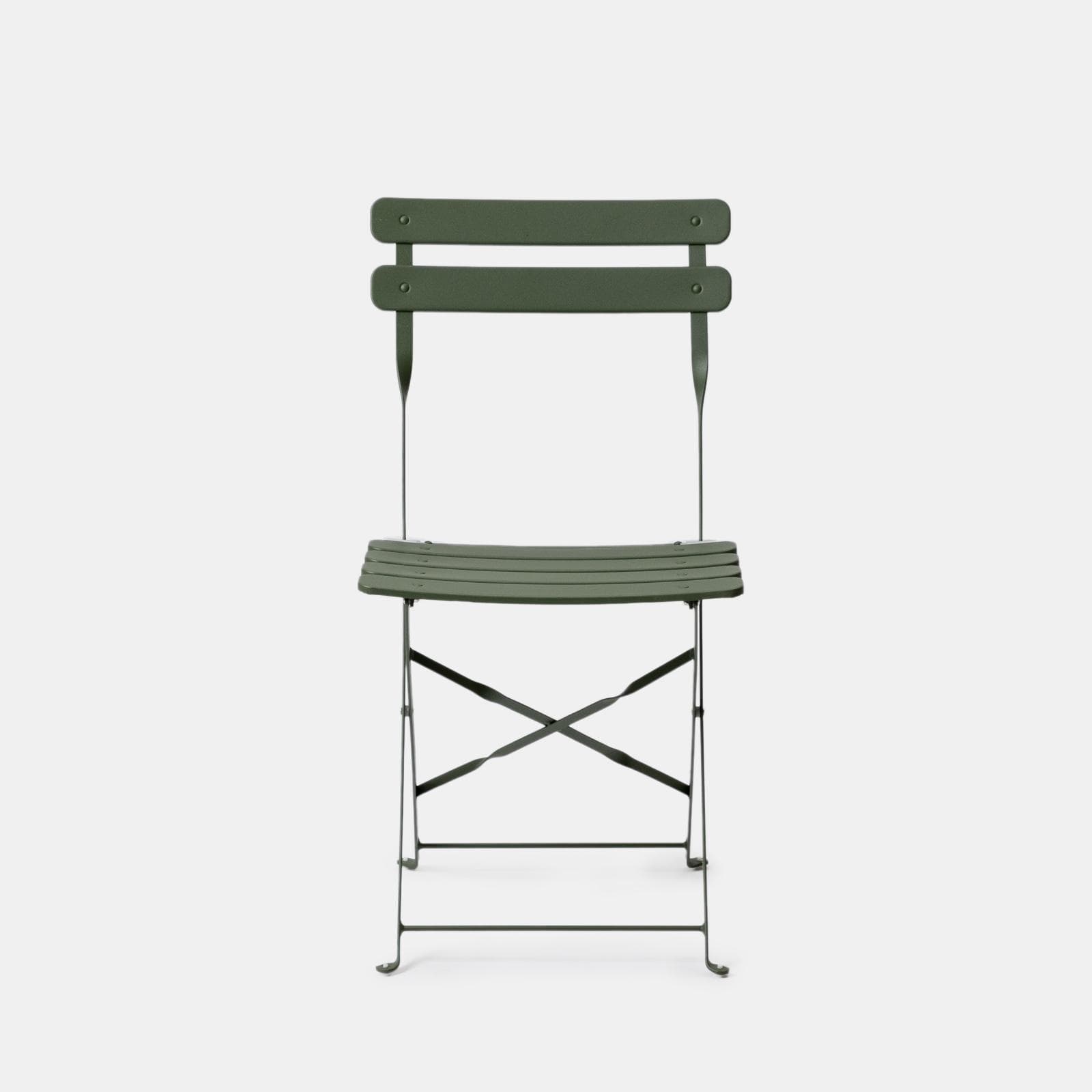 Set bistrot pieghevole con tavolo 70x70 cm e 2 sedie in metallo verde salvia - Atelier