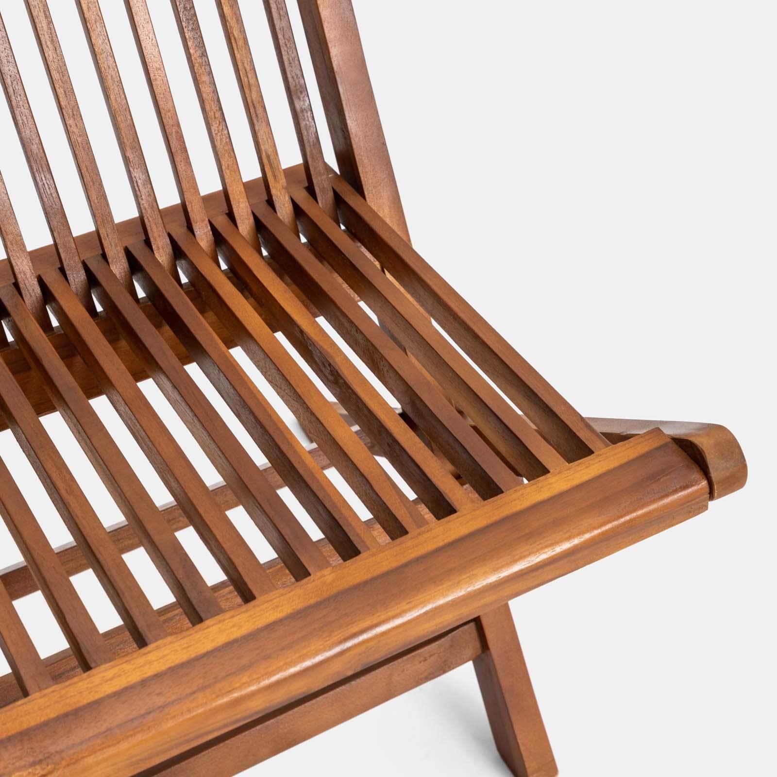 Set relax tavolino pieghevole 50x50 cm e 2 sedie pieghevoli in legno teak - Louis