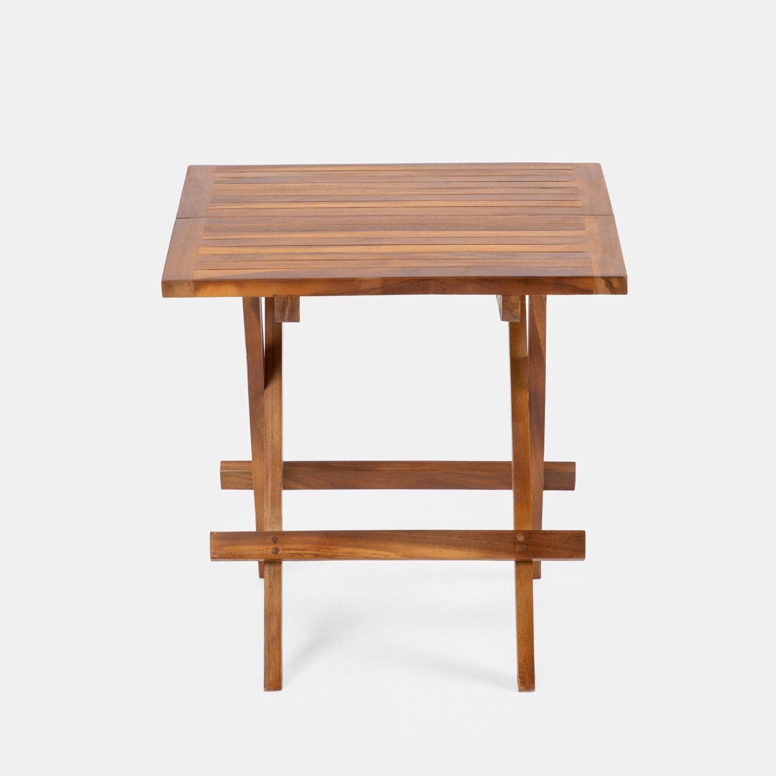 Set relax tavolino pieghevole 50x50 cm e 2 sedie pieghevoli in legno teak - Louis