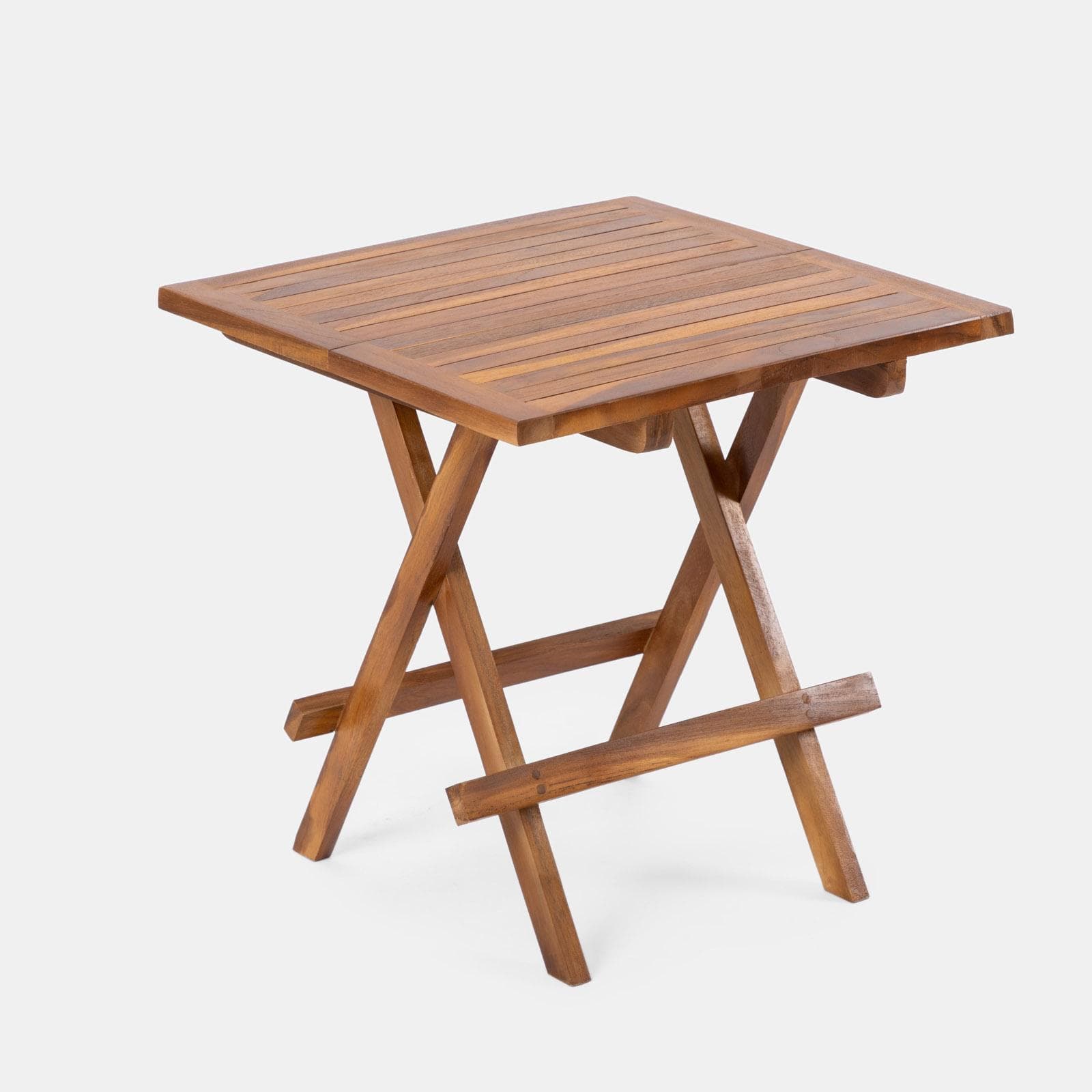 Set relax tavolino pieghevole 50x50 cm e 2 sedie pieghevoli in legno teak - Louis