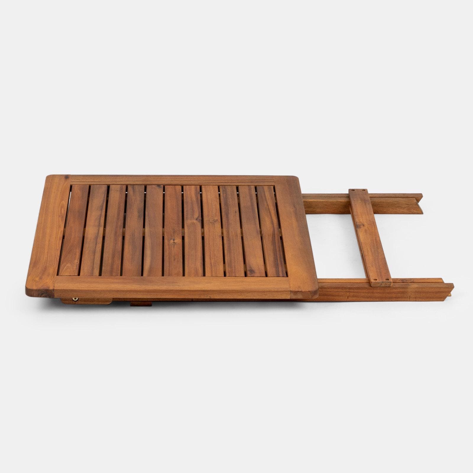 Set bistrot tavolo pieghevole 60x60 cm e 2 sedie pieghevoli in legno di acacia e corda tortora - Yadira