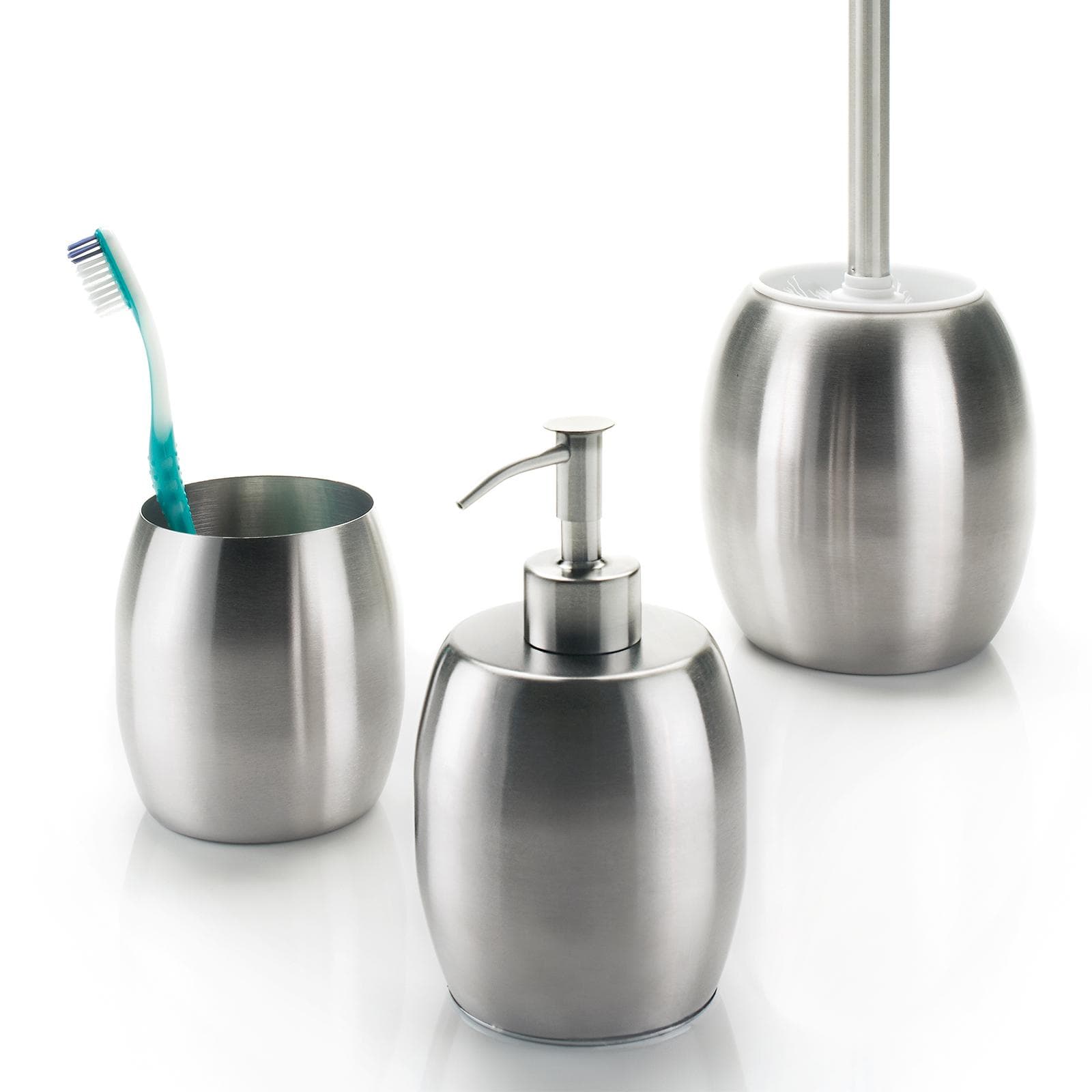 Set completo 3 accessori Nigella Gedy in acciaio inox spazzolato design contemporaneo
