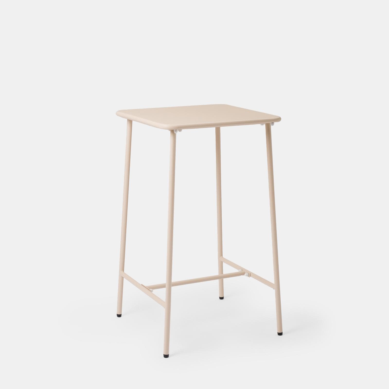 Set con tavolo alto 60x60 cm e 4 sgabelli in acciaio tortora e verde marino - Faber