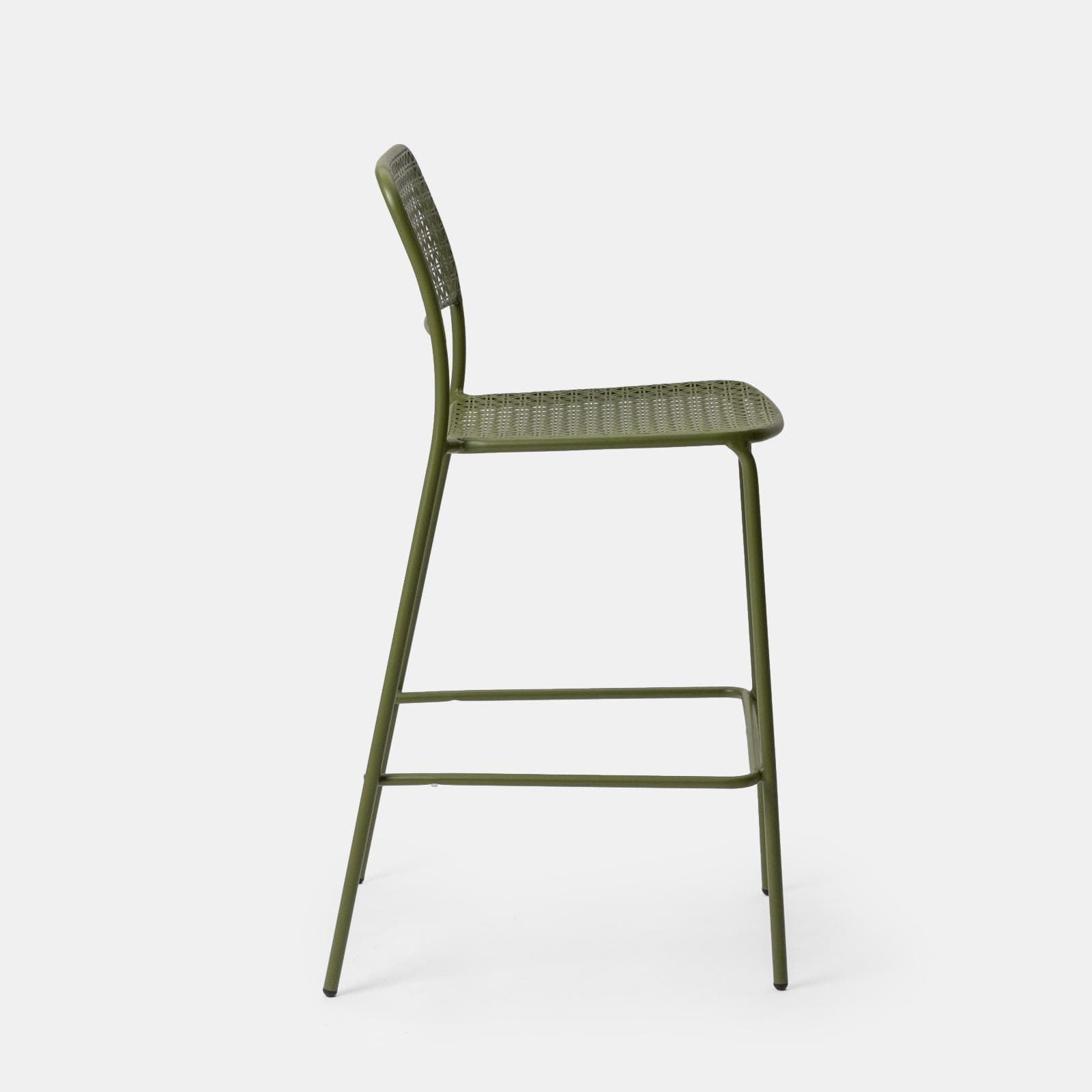 Set con tavolo alto 60x60 cm e 4 sgabelli in acciaio verde oliva e nero - Faber
