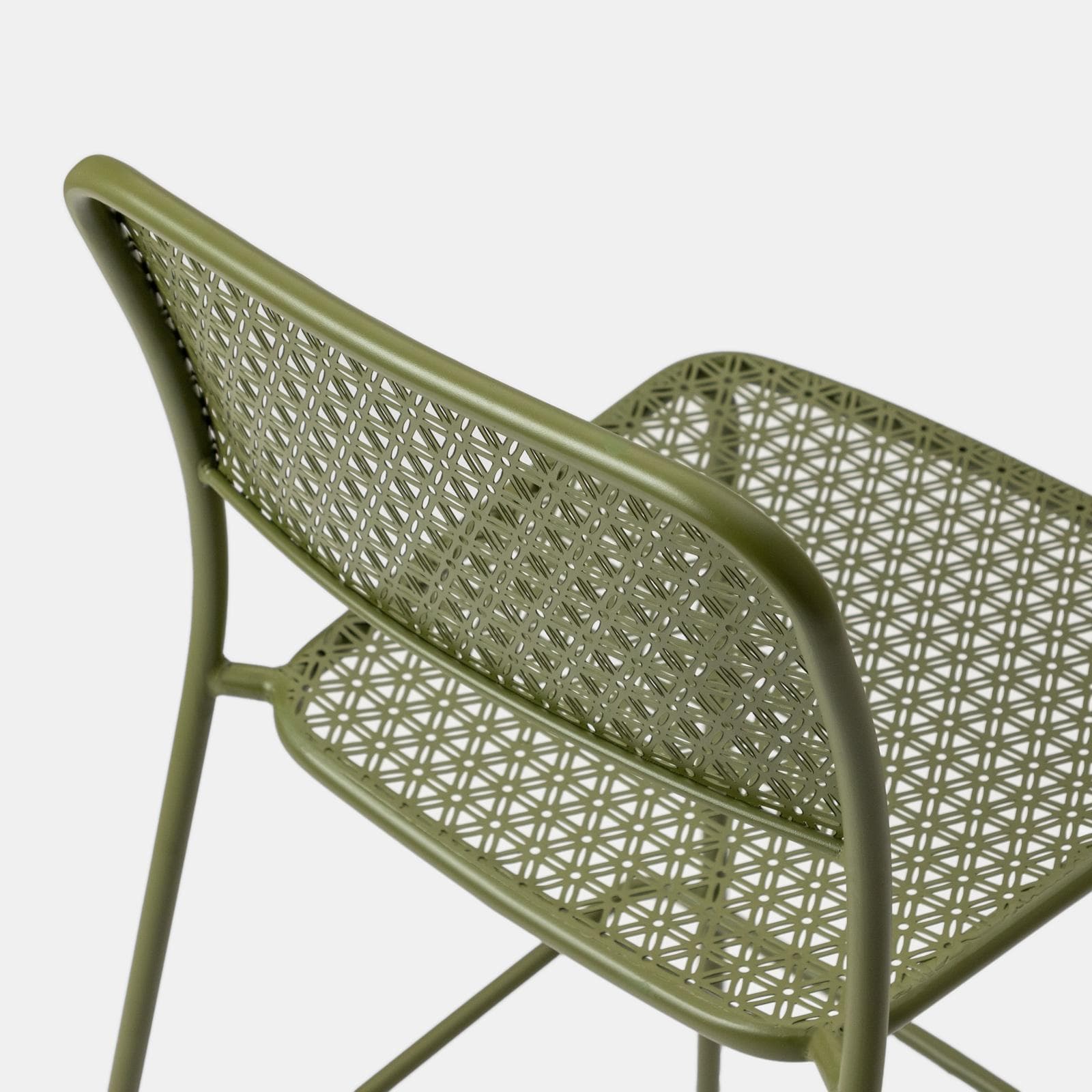 Set con tavolo alto 60x60 cm e 4 sgabelli in acciaio verde oliva e nero - Faber