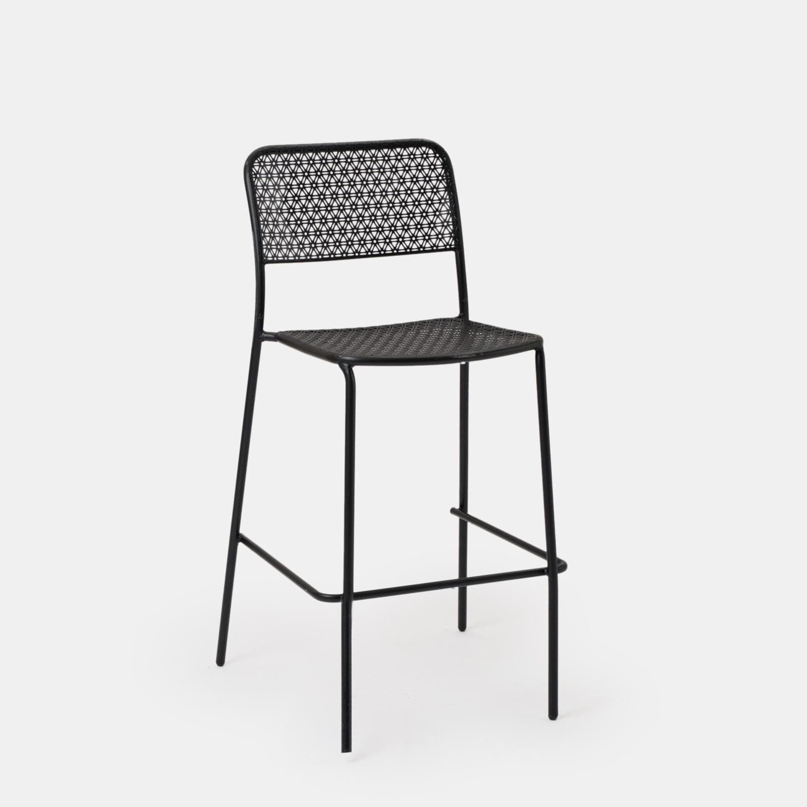 Set con tavolo alto 60x60 cm e 4 sgabelli in acciaio verde oliva e nero - Faber