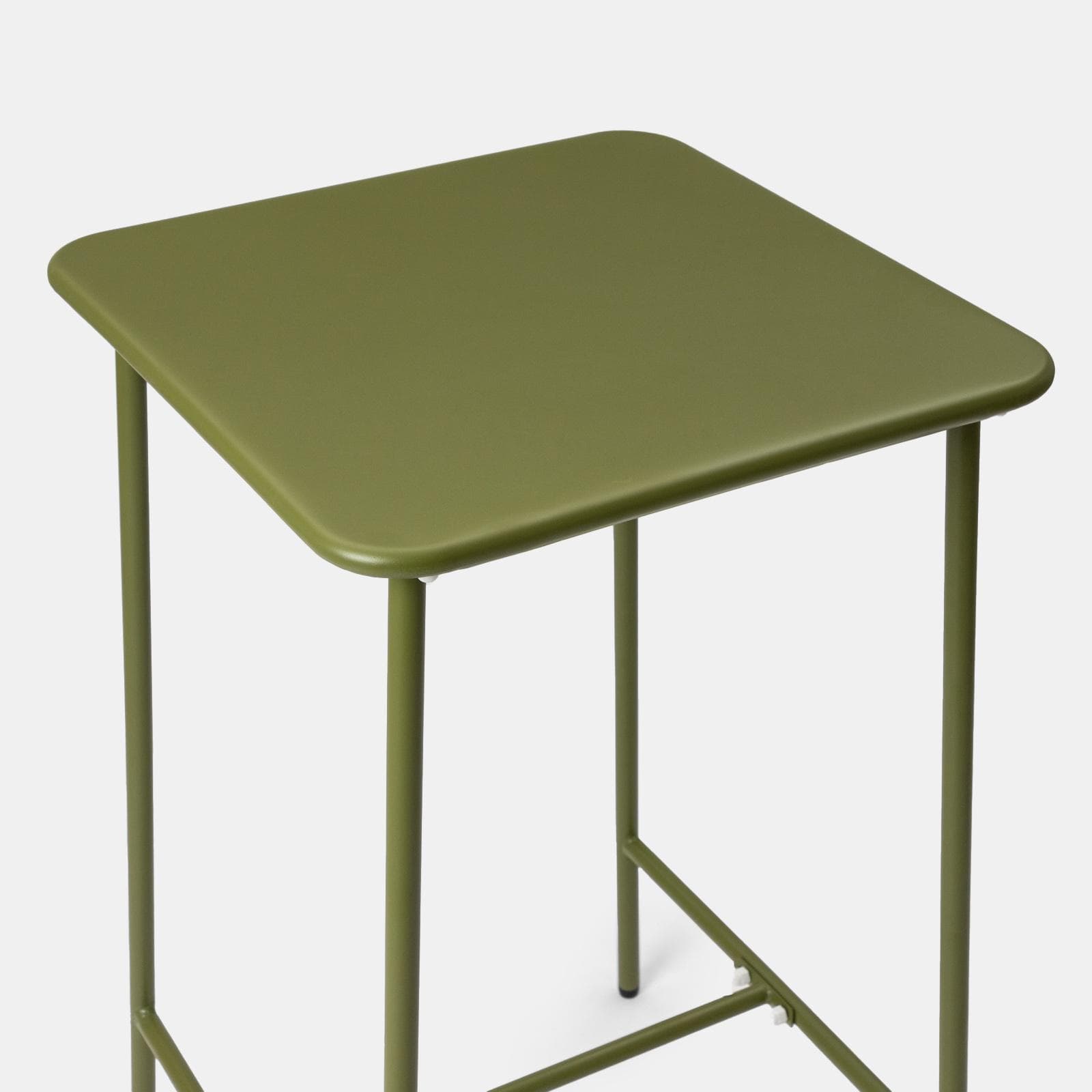 Set con tavolo alto 60x60 cm e 4 sgabelli in acciaio verde oliva e nero - Faber