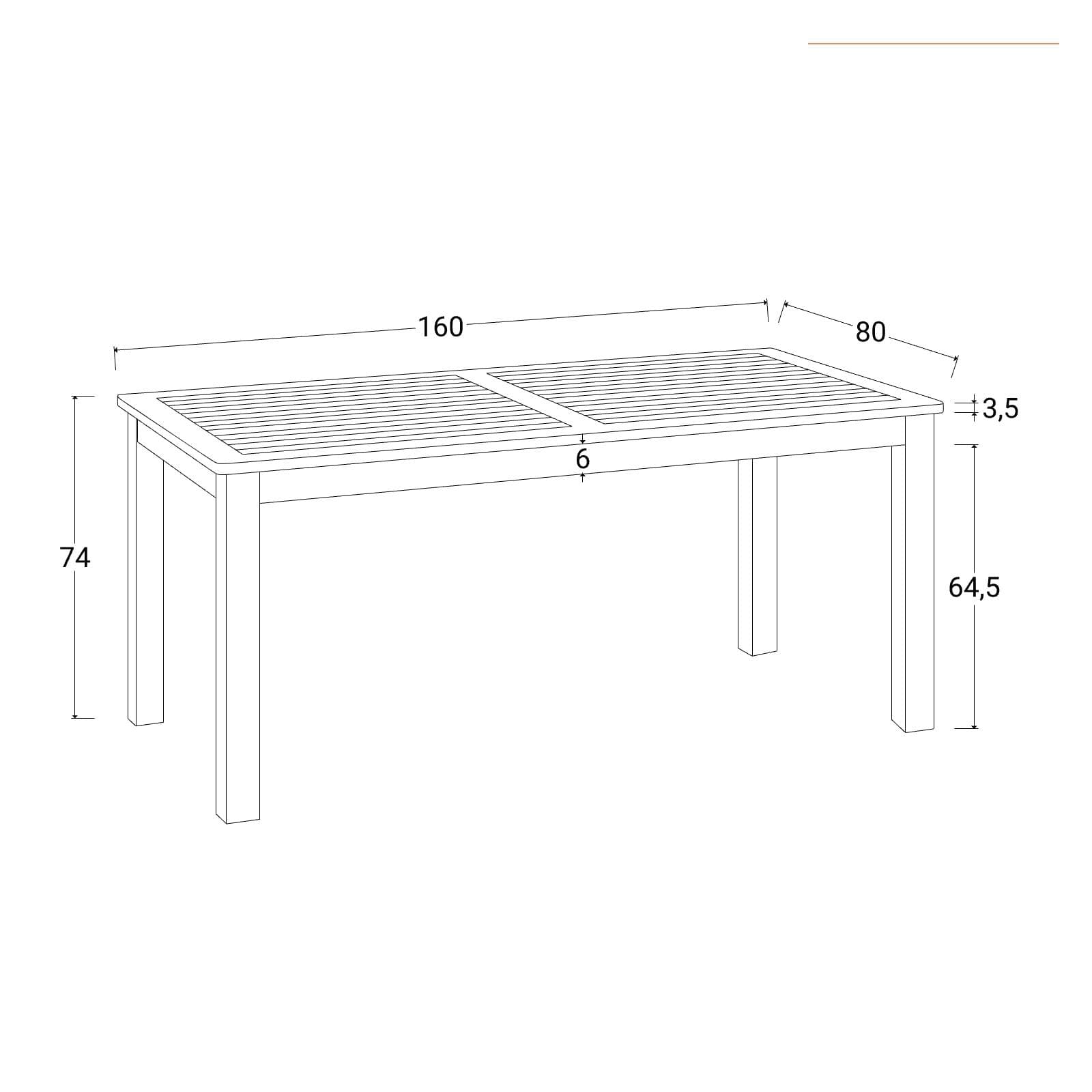 Set pranzo tavolo 160x80 cm e 2 panche in legno di acacia - Paja