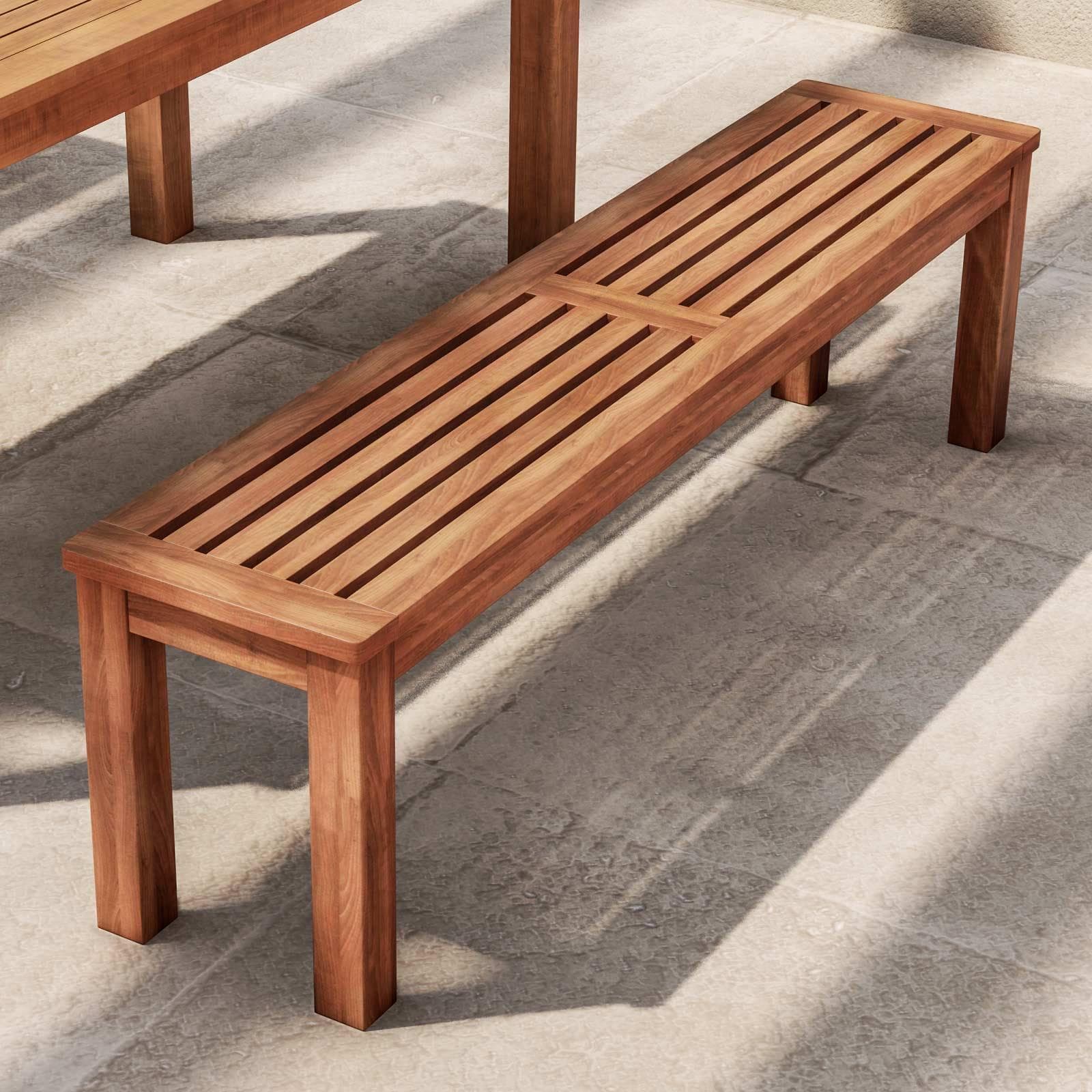 Set pranzo tavolo 160x80 cm e 2 panche in legno di acacia - Paja
