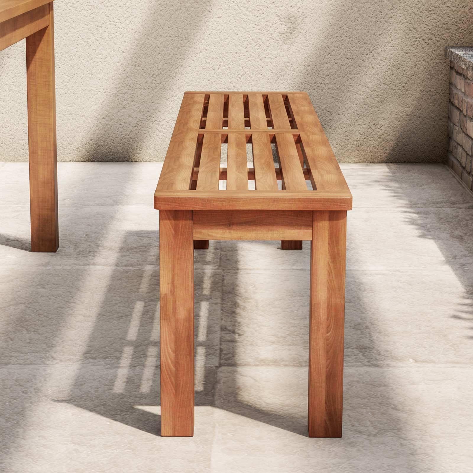 Set pranzo tavolo 160x80 cm e 2 panche in legno di acacia - Paja