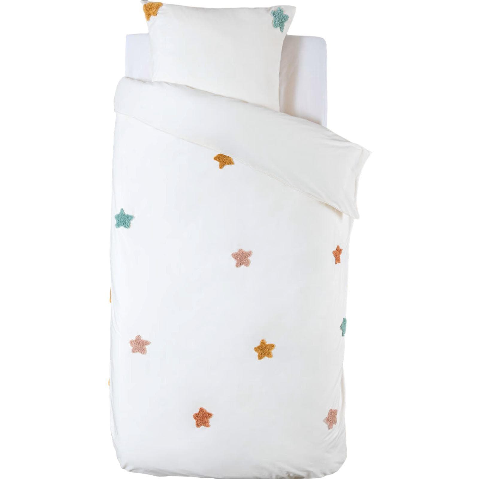 Set copripiumino 140x200 cm e federa in cotone bianco con stelle - Timothy Kids