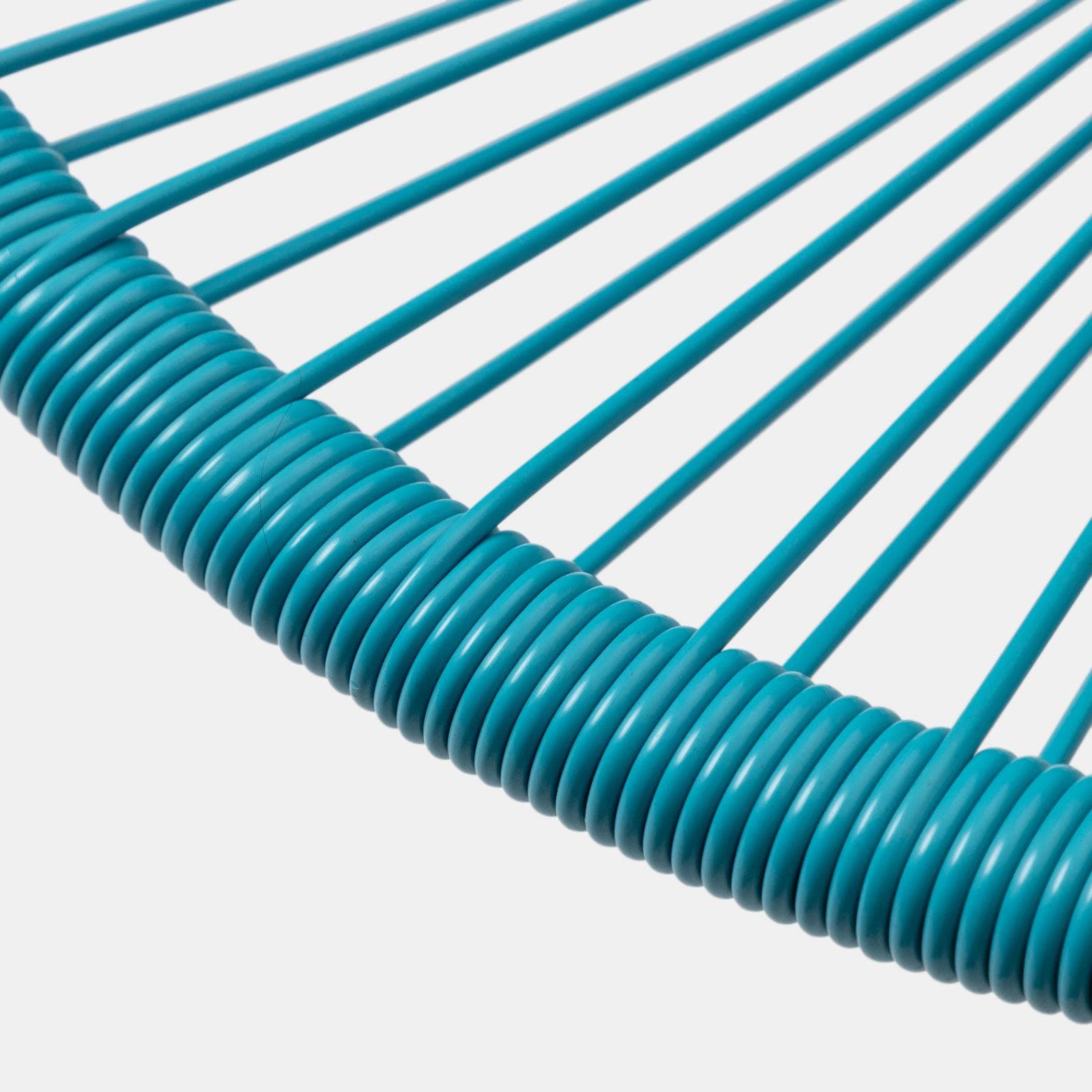 Set relax con 2 poltrone e tavolino rotondo 50 cm in metallo nero e corda azzurro - Kalimba
