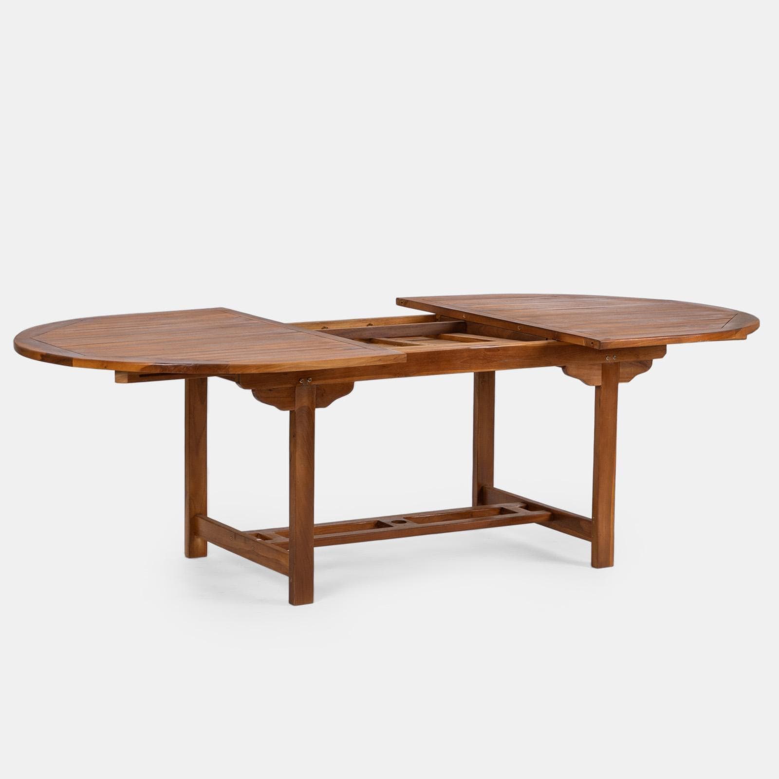 Set pranzo tavolo ovale allungabile 180/240x120 cm e 6 sedie in legno teak - Louis